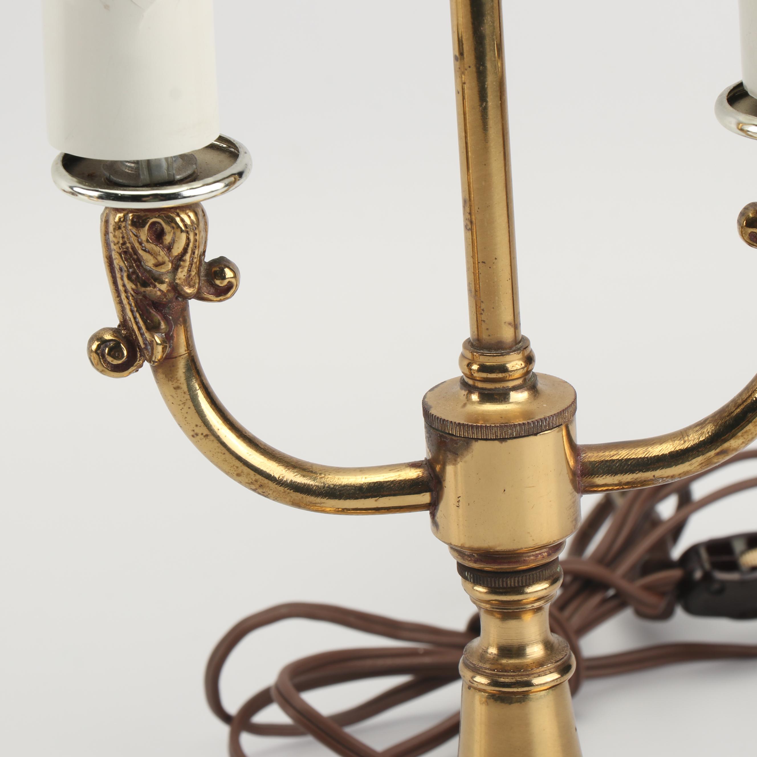 Brass Candelabra Candlestick Lamp with Brass Candleholders
