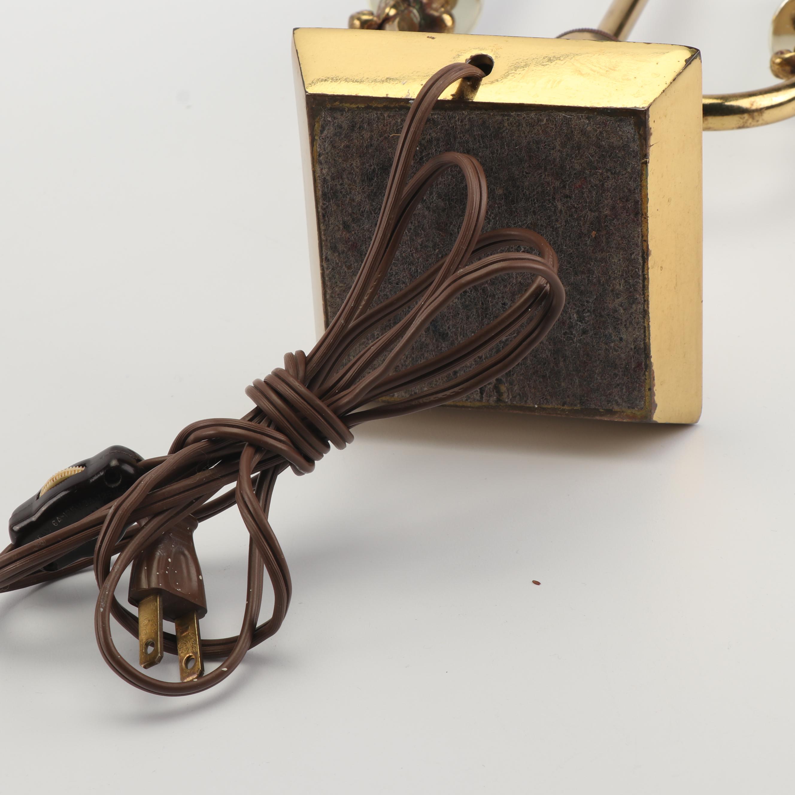 Brass Candelabra Candlestick Lamp with Brass Candleholders