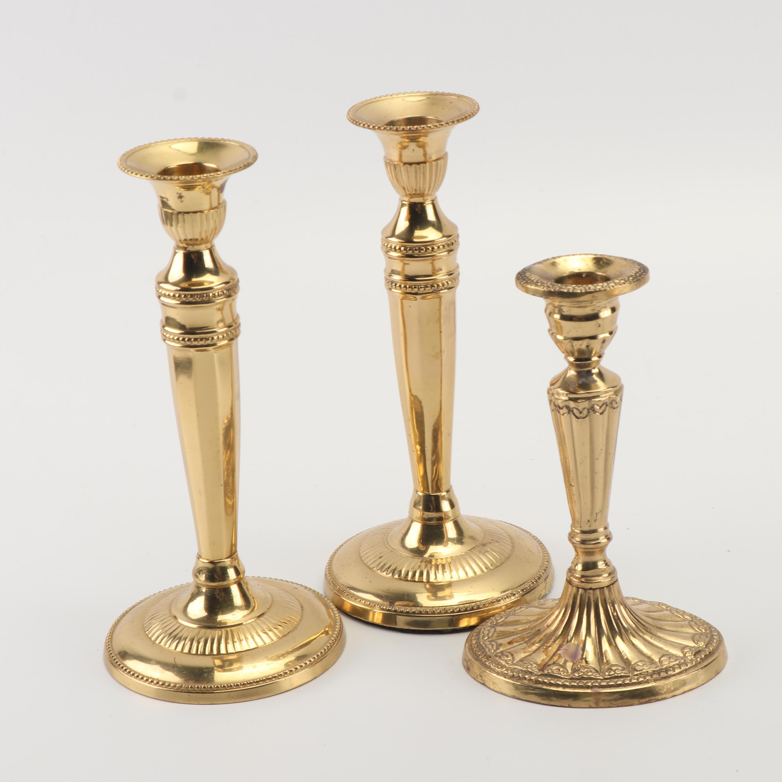 Brass Candelabra Candlestick Lamp with Brass Candleholders
