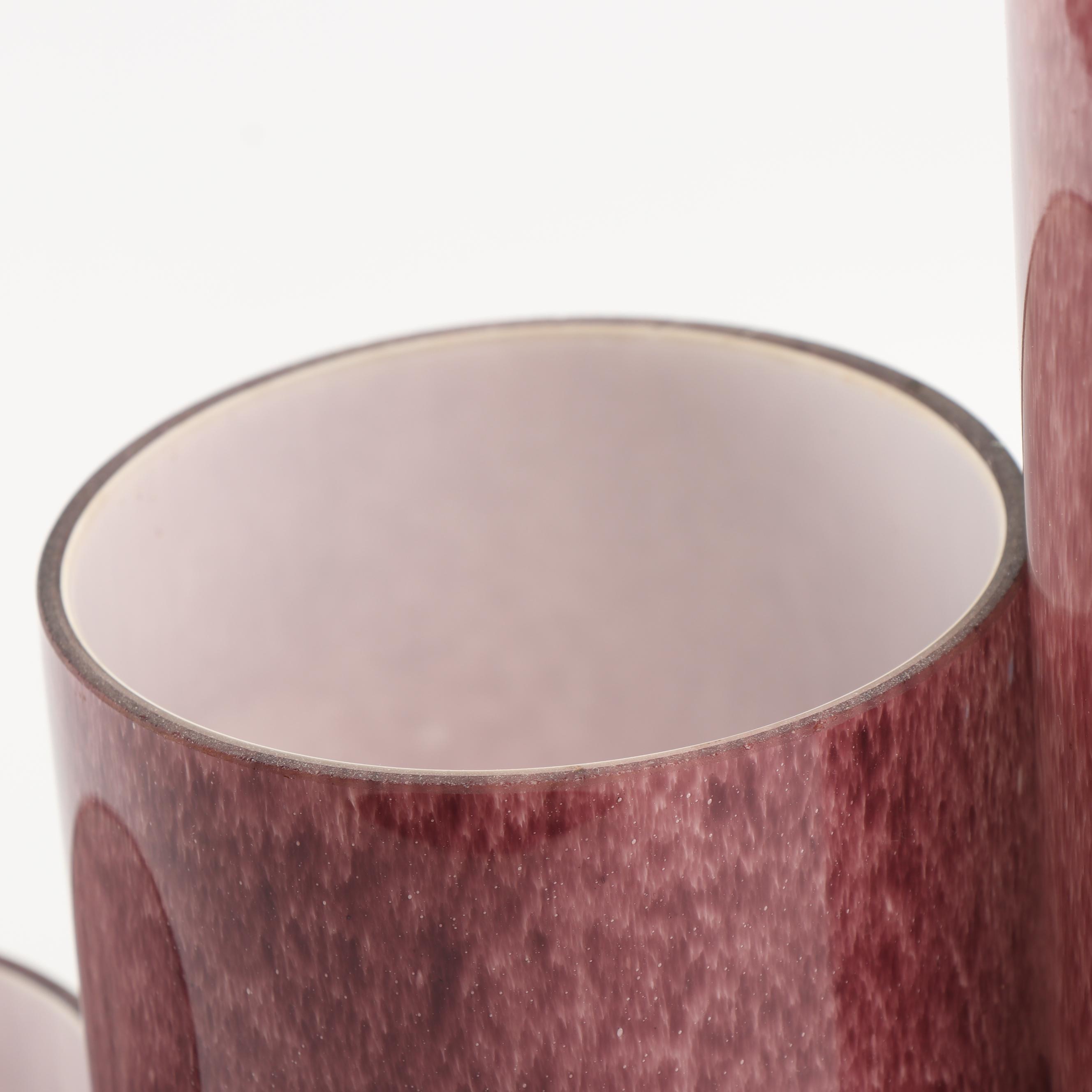 Cylindrical Mauve Tint Glass Lamp Set