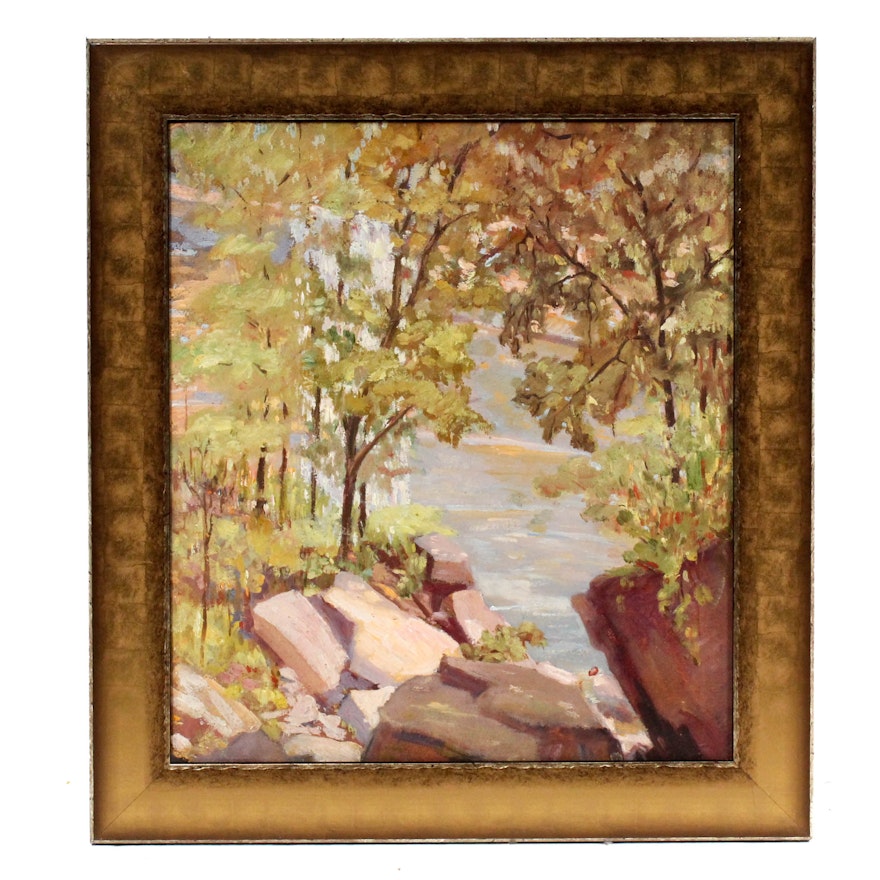 Morris Shokler Oil Painting of Wooded Landscape