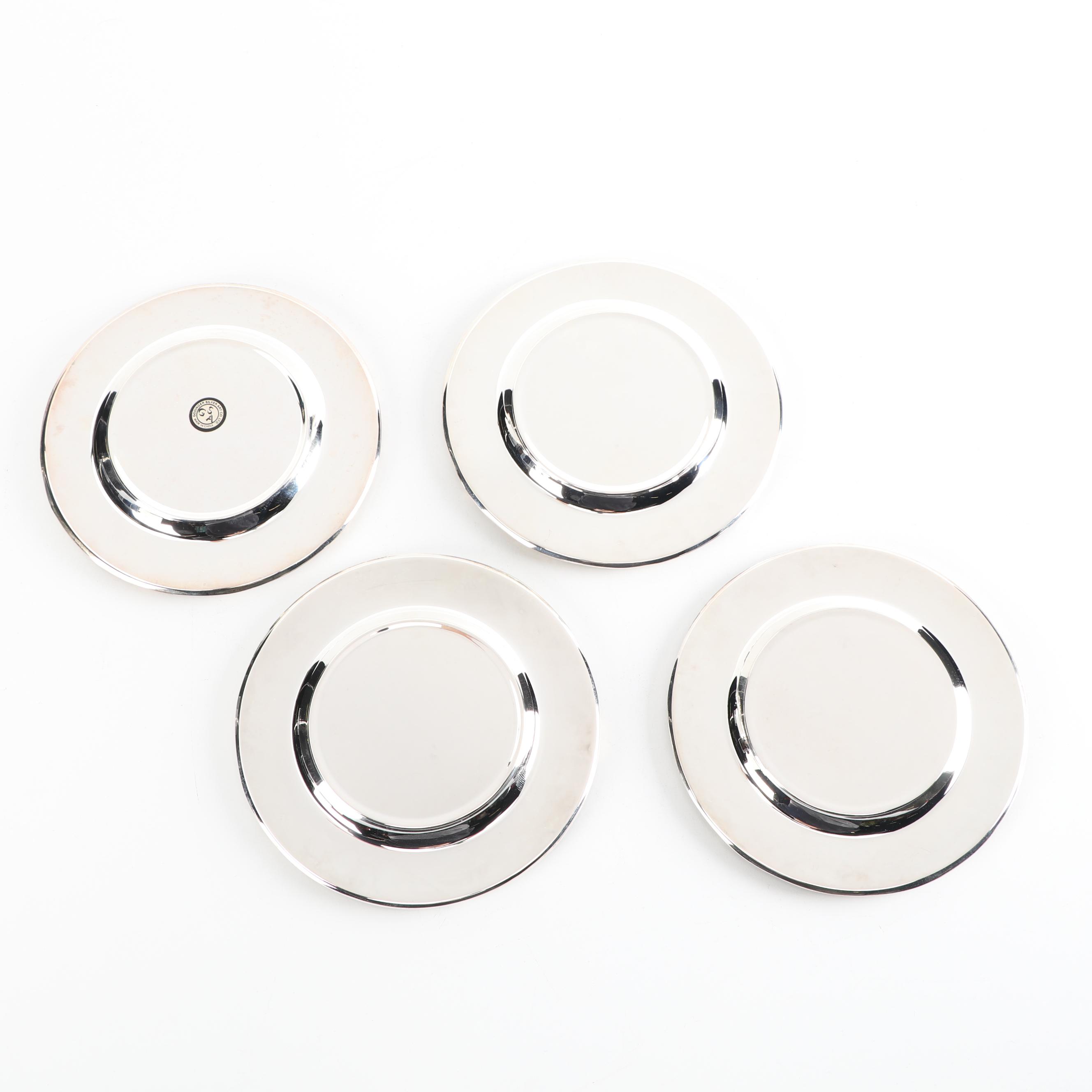 Godinger Silver Art Co. Silver Plate Coaster Set with Neiman Marcus Case