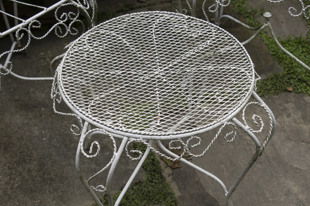 Victorian Style "Peacock" Outdoor Chairs and Side Table