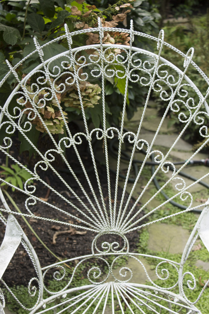 Victorian Style "Peacock" Outdoor Chairs and Side Table
