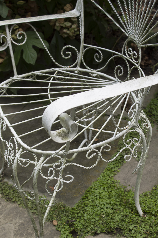 Victorian Style "Peacock" Outdoor Chairs and Side Table
