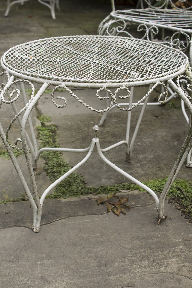 Victorian Style "Peacock" Outdoor Chairs and Side Table