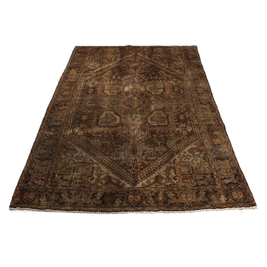 Antique Hand-Knotted Persian Heriz Area Rug