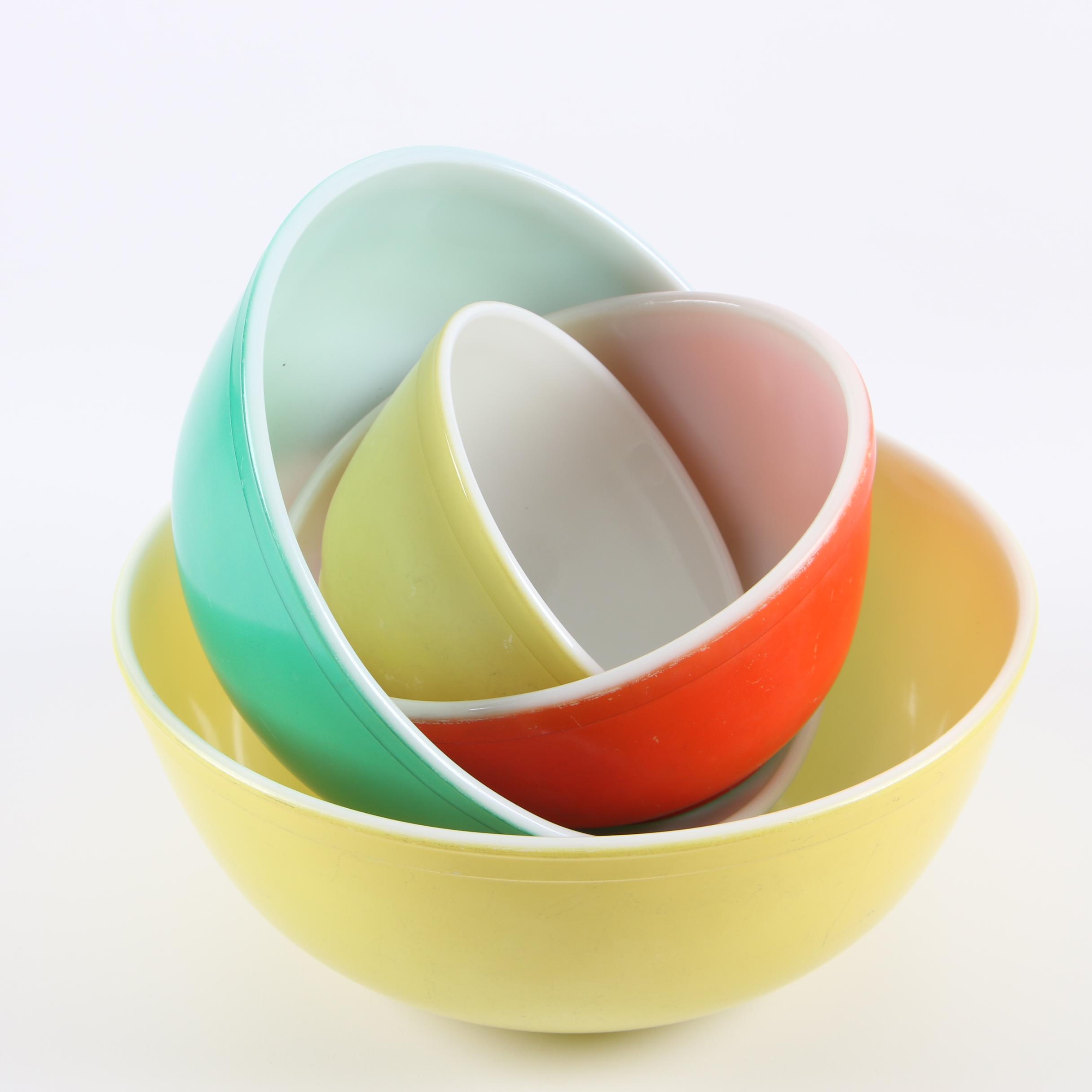 Vintage Pyrex "Primary Colors" Nesting Bowls c. 1945-1949