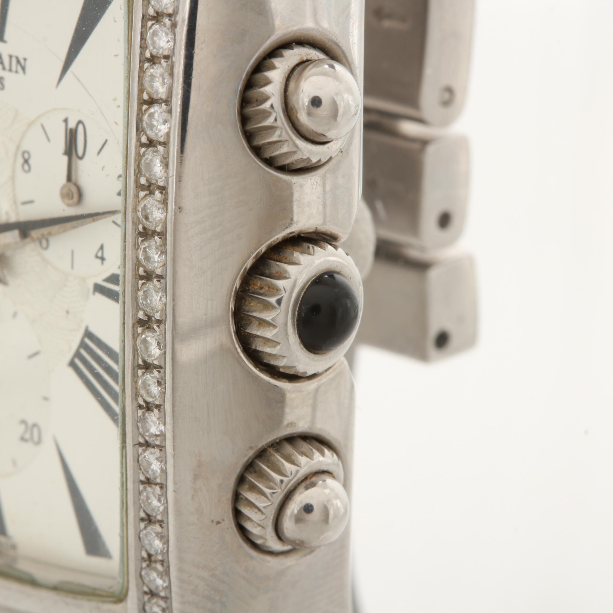 Balmain Stainless Steel Diamond Bezel Chronograph Watch with Date