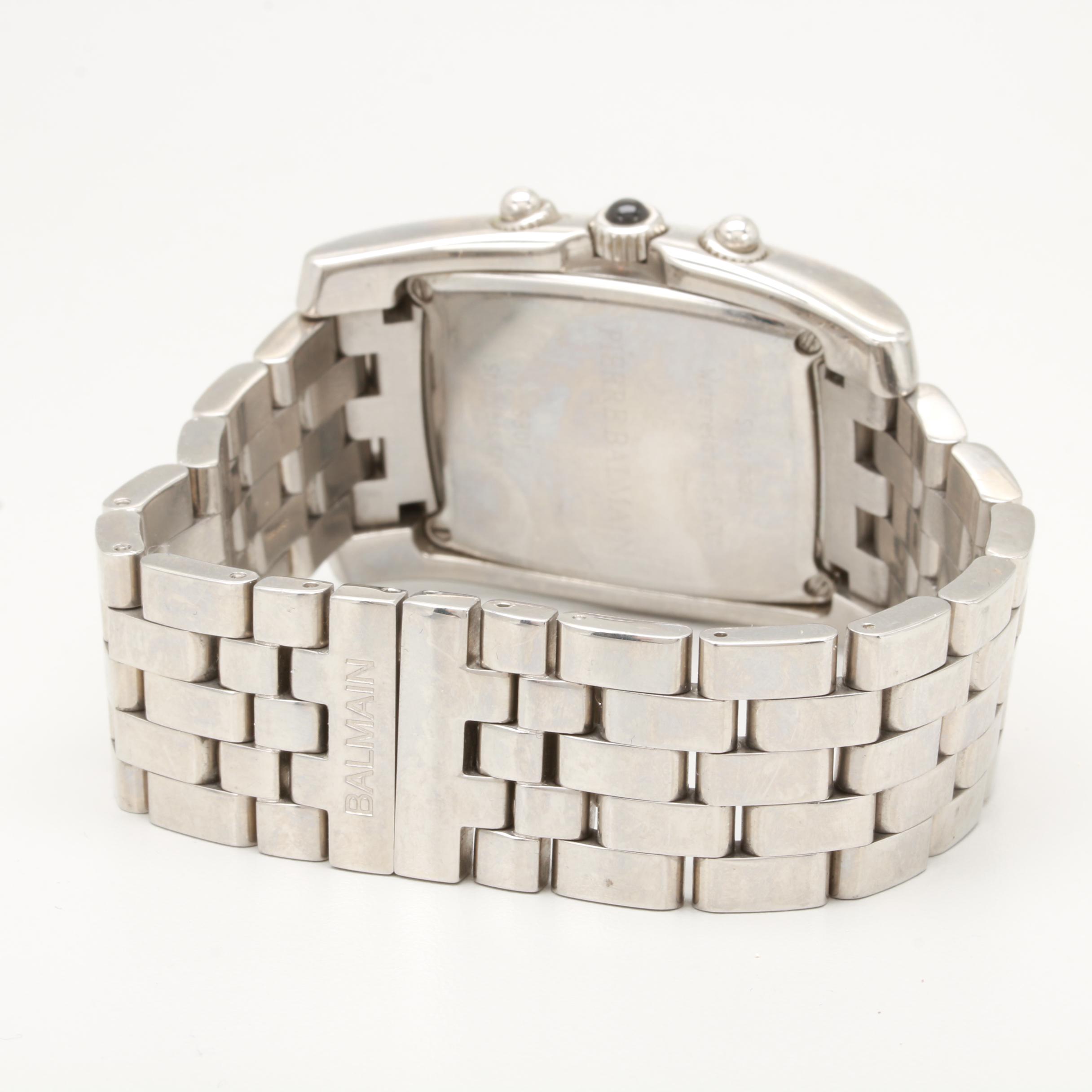 Balmain Stainless Steel Diamond Bezel Chronograph Watch with Date