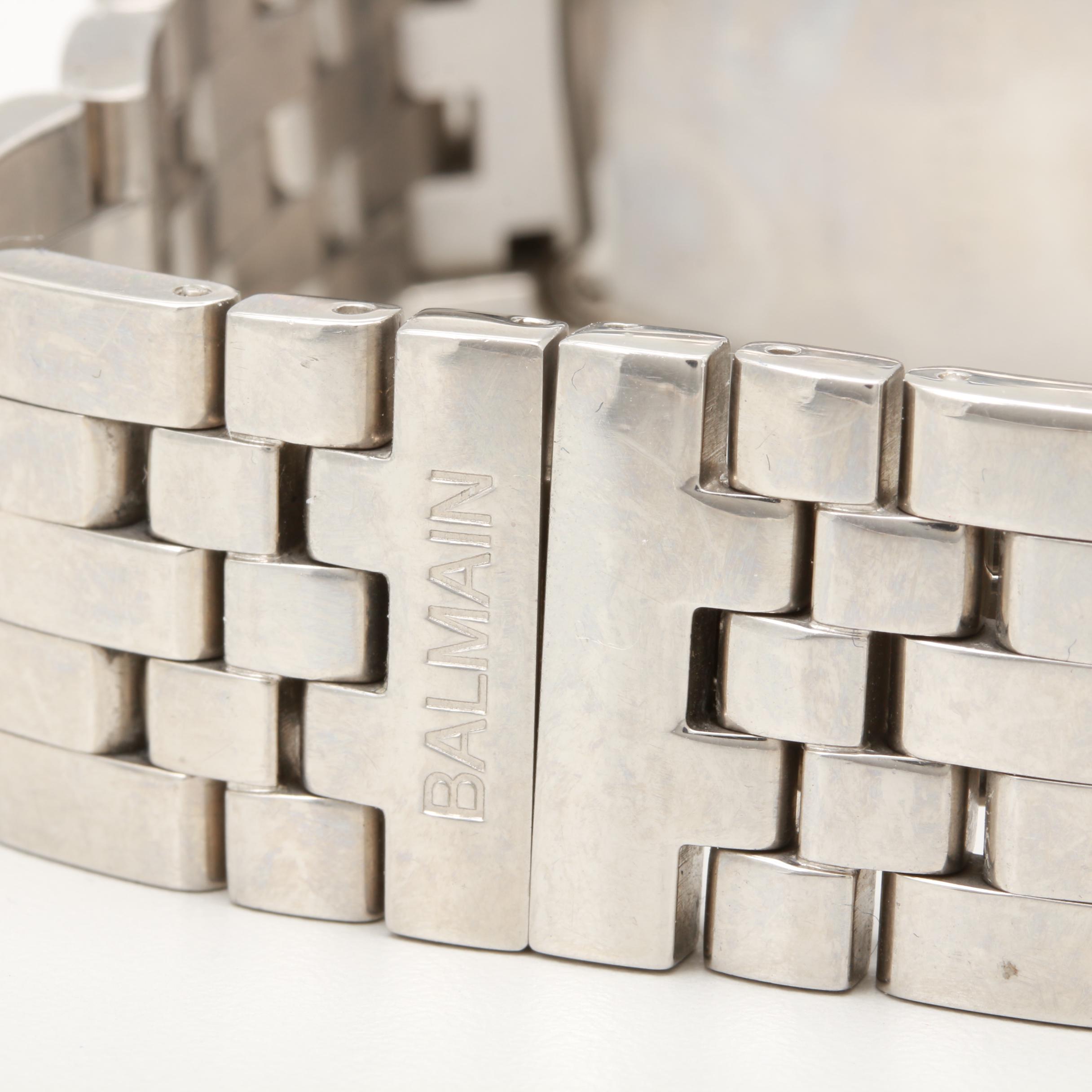 Balmain Stainless Steel Diamond Bezel Chronograph Watch with Date