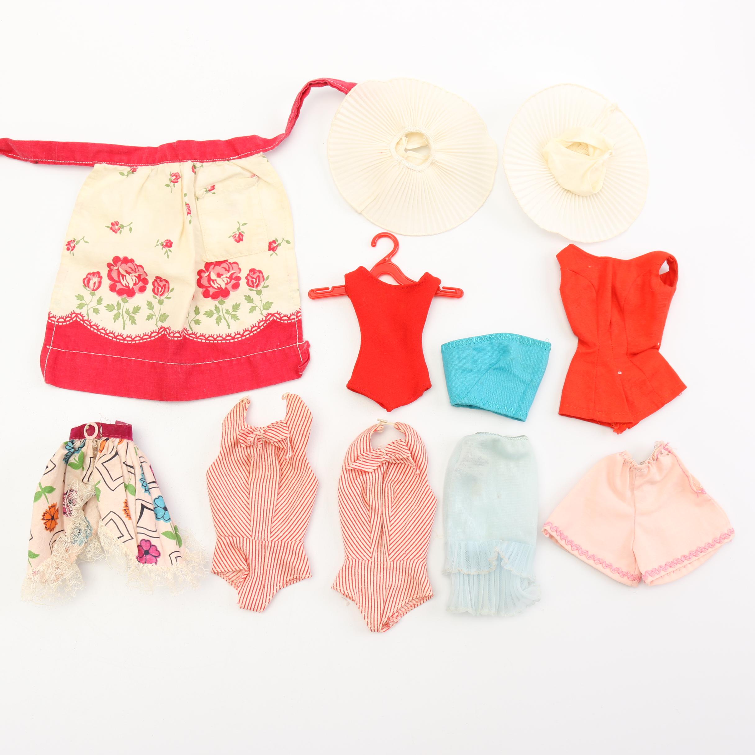 1960s Mattel "Ponytail" Barbie, Midge, and Ken Dolls with Case and Outfits