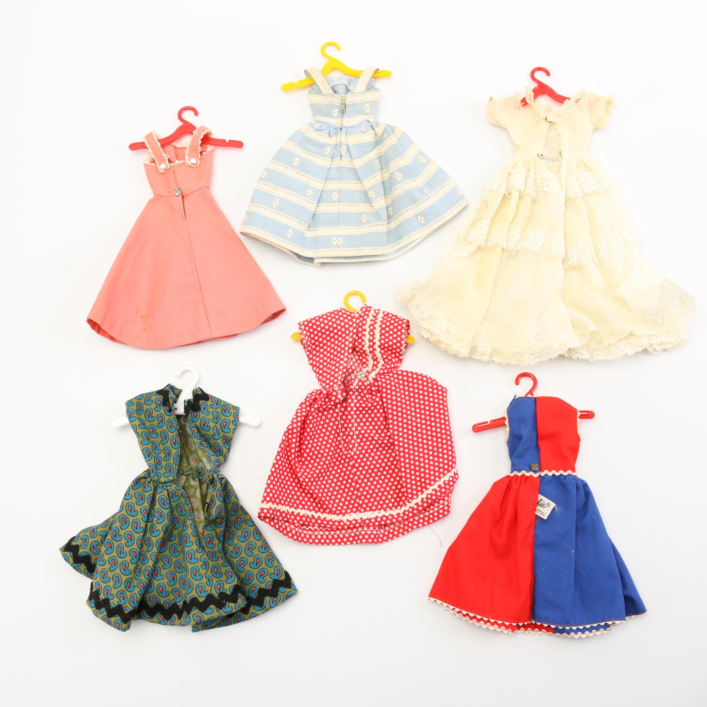 1960s Mattel "Ponytail" Barbie, Midge, and Ken Dolls with Case and Outfits