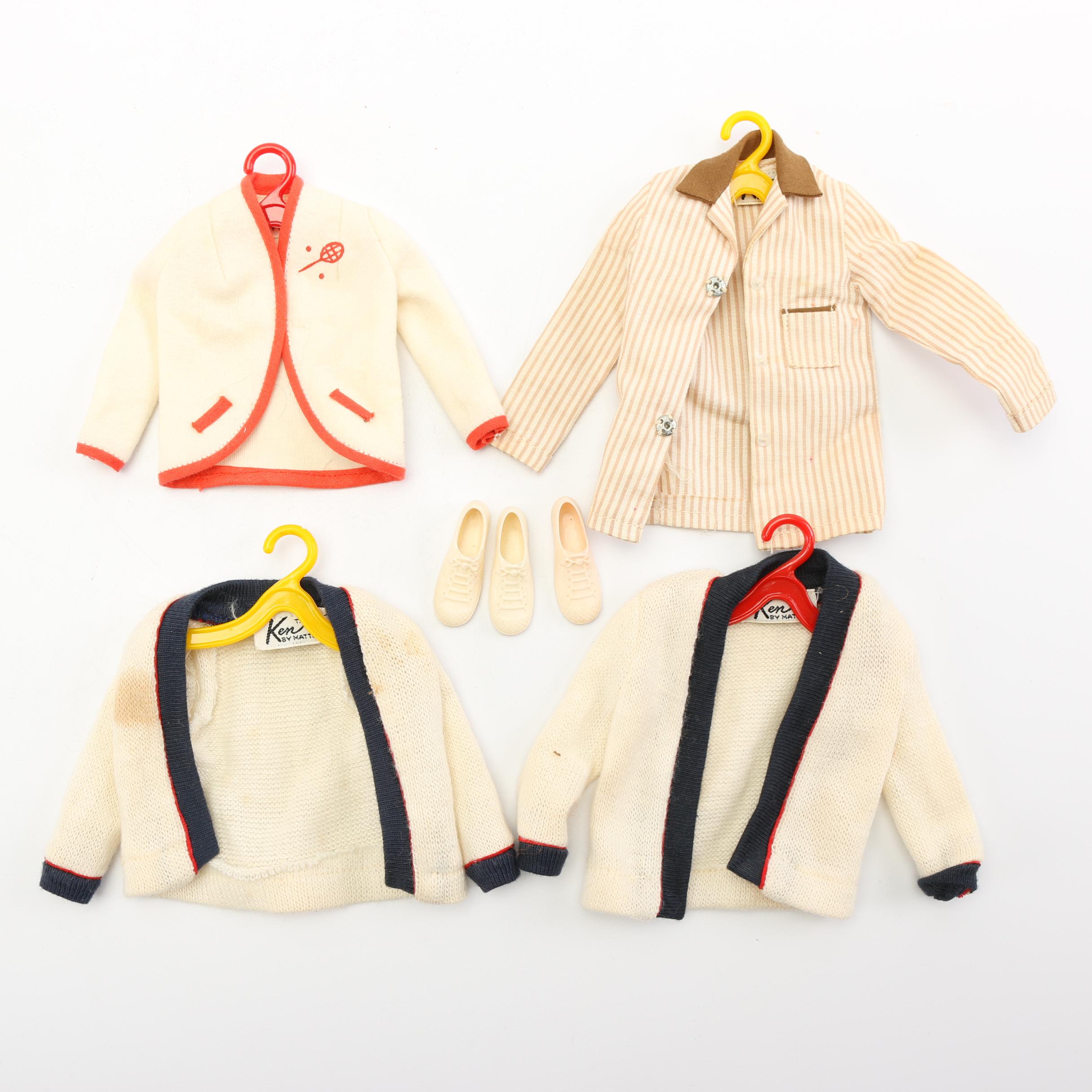 1960s Mattel "Ponytail" Barbie, Midge, and Ken Dolls with Case and Outfits
