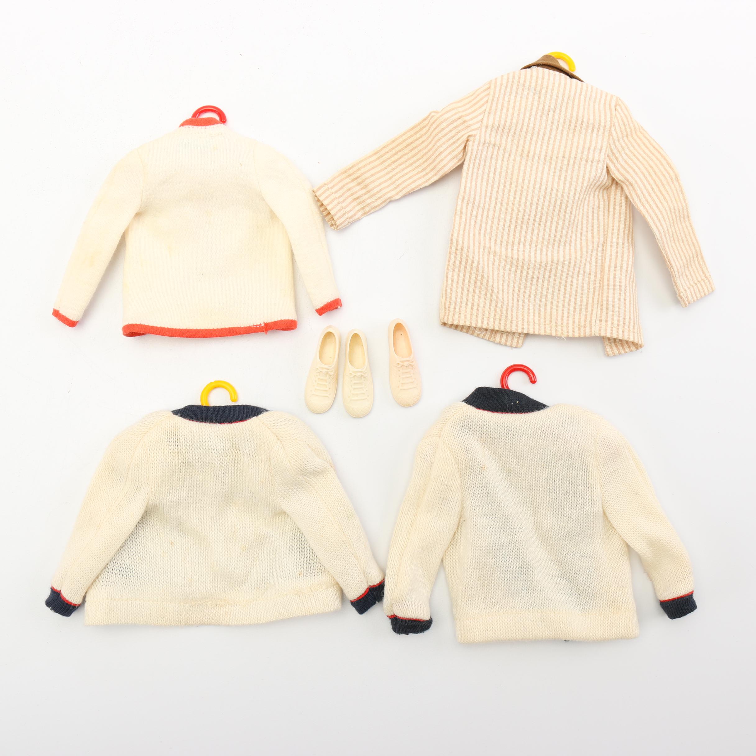 1960s Mattel "Ponytail" Barbie, Midge, and Ken Dolls with Case and Outfits