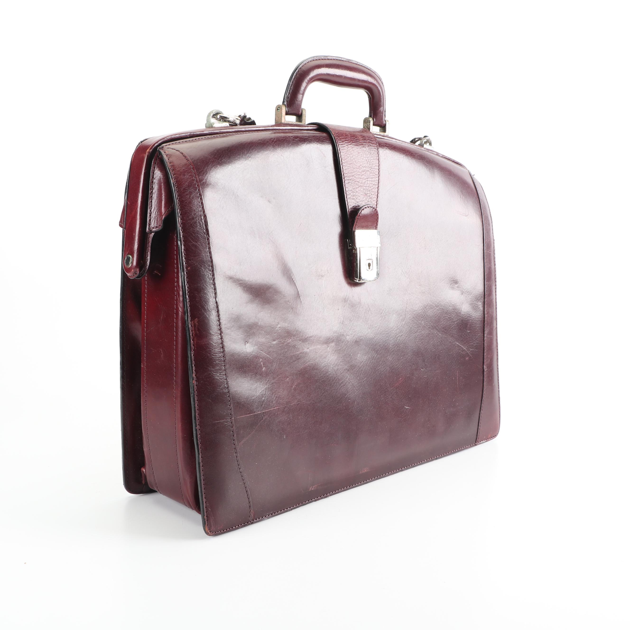 Vintage Bosca Burgundy Leather Briefcase