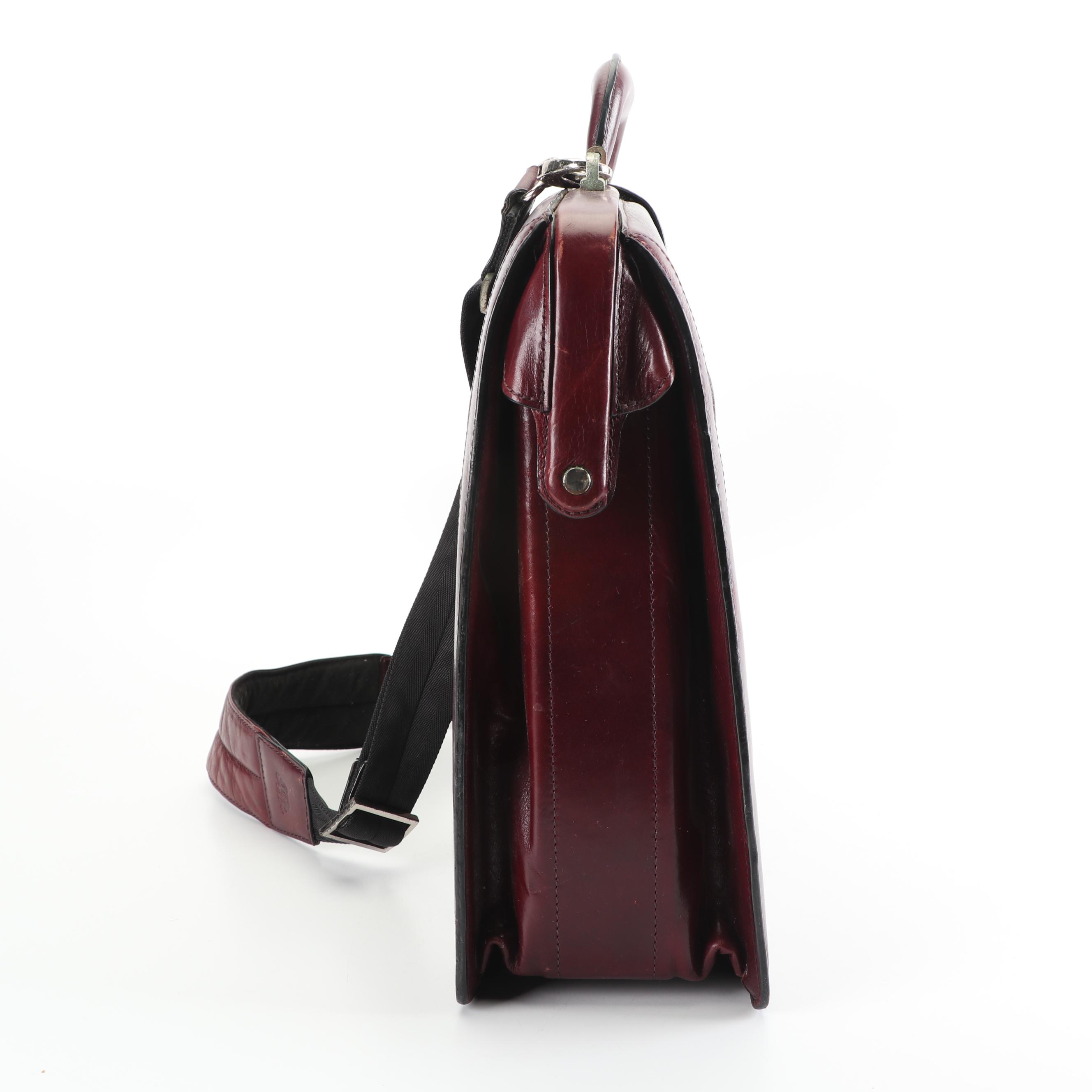 Vintage Bosca Burgundy Leather Briefcase