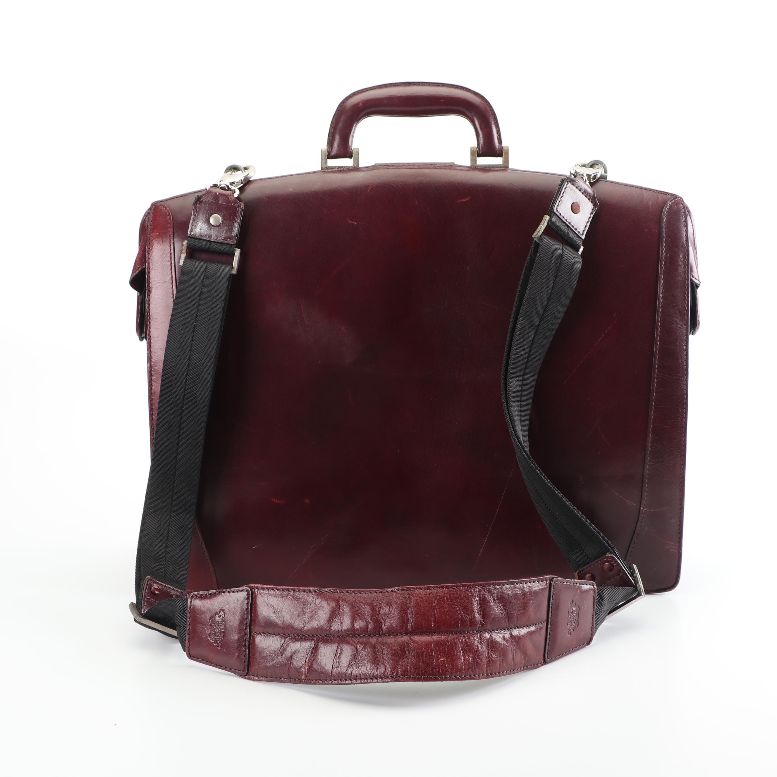 Vintage Bosca Burgundy Leather Briefcase