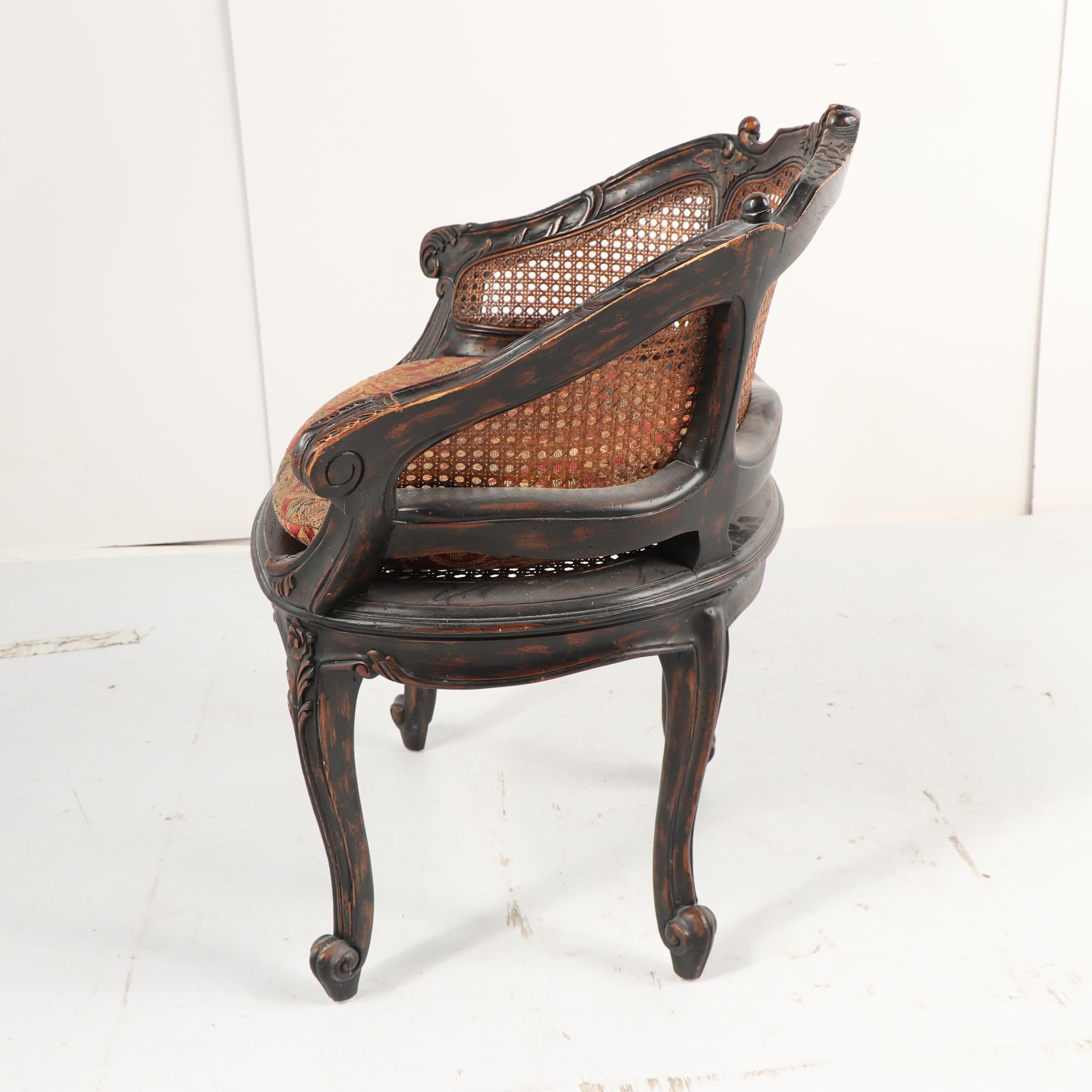 French Provincial Style Cane Back Vanity Chair