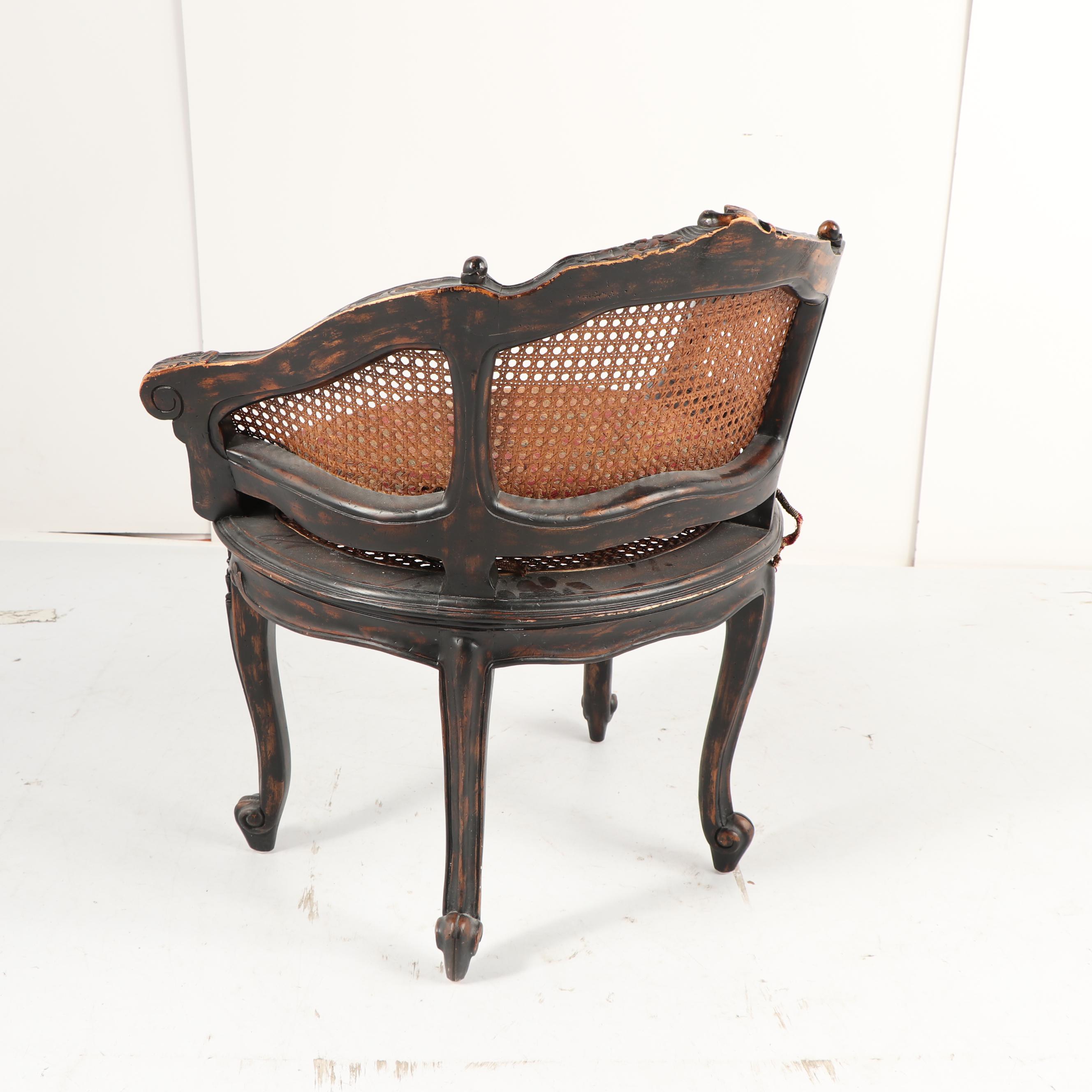 French Provincial Style Cane Back Vanity Chair