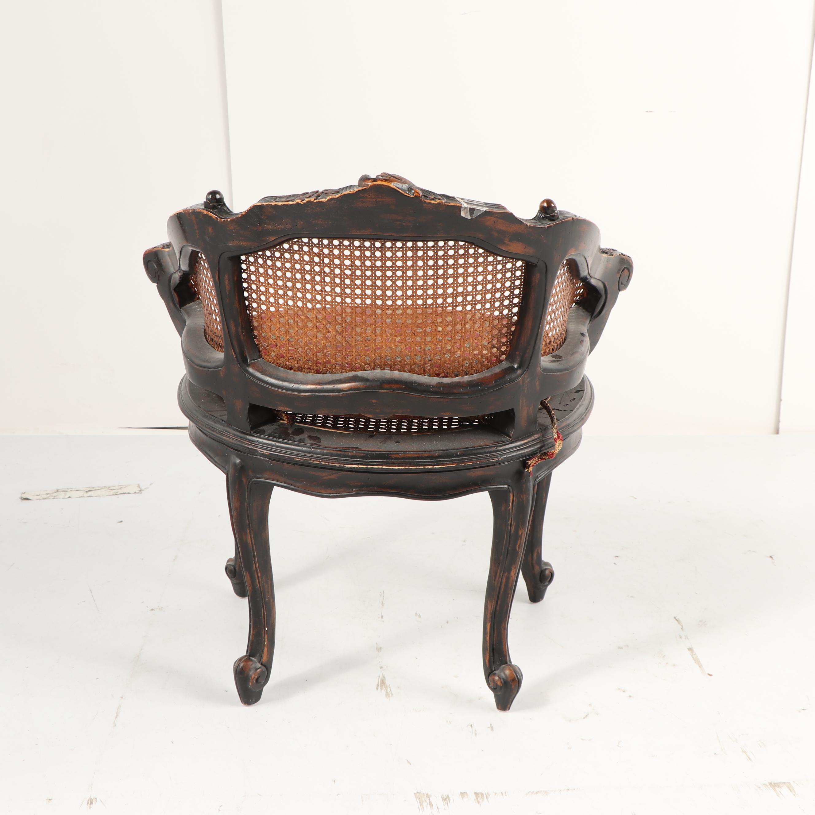 French Provincial Style Cane Back Vanity Chair