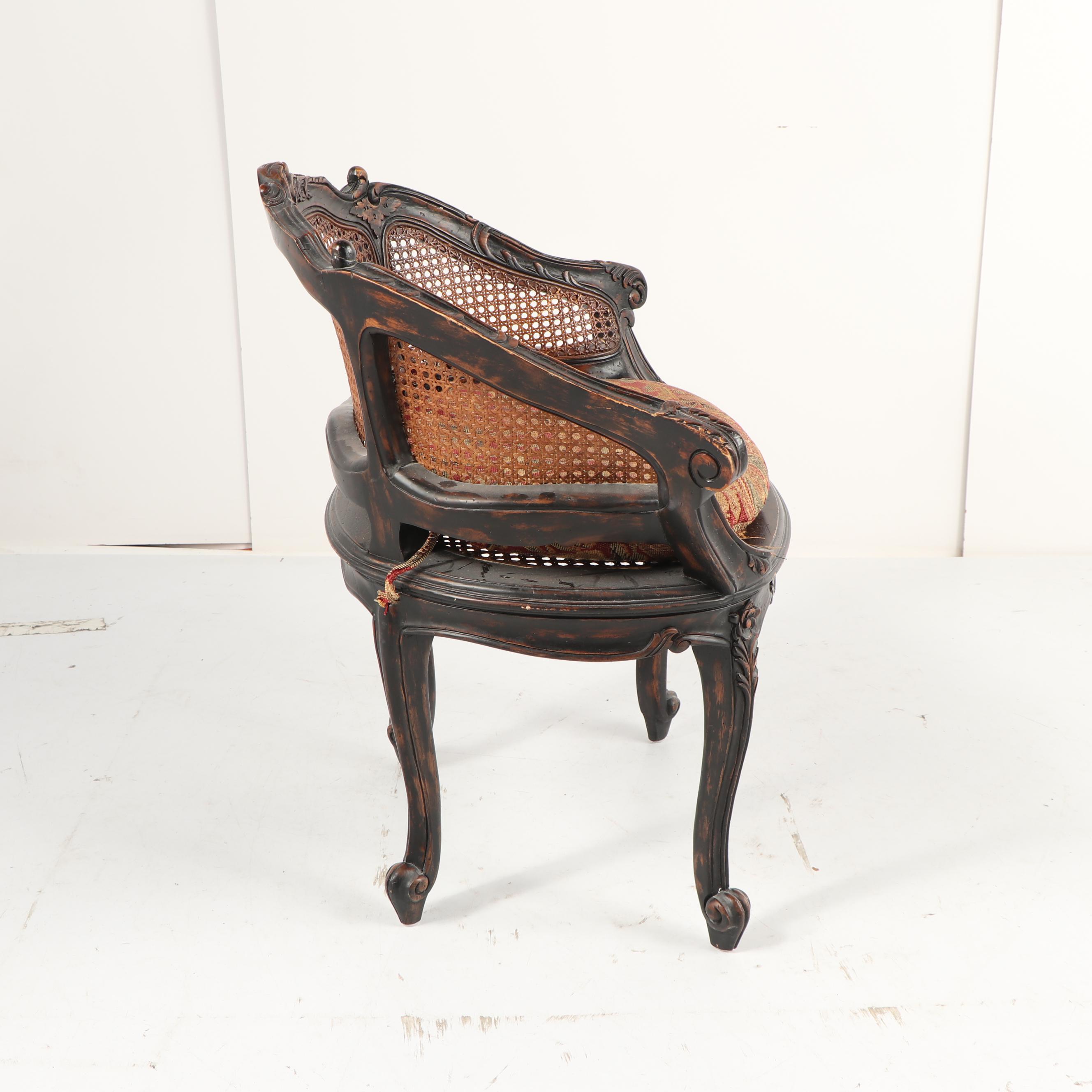 French Provincial Style Cane Back Vanity Chair