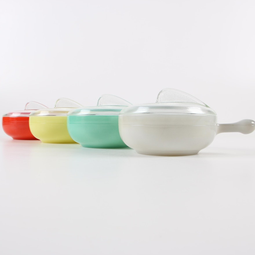 Vintage Glasbake Handled Soup Bowls with Lids
