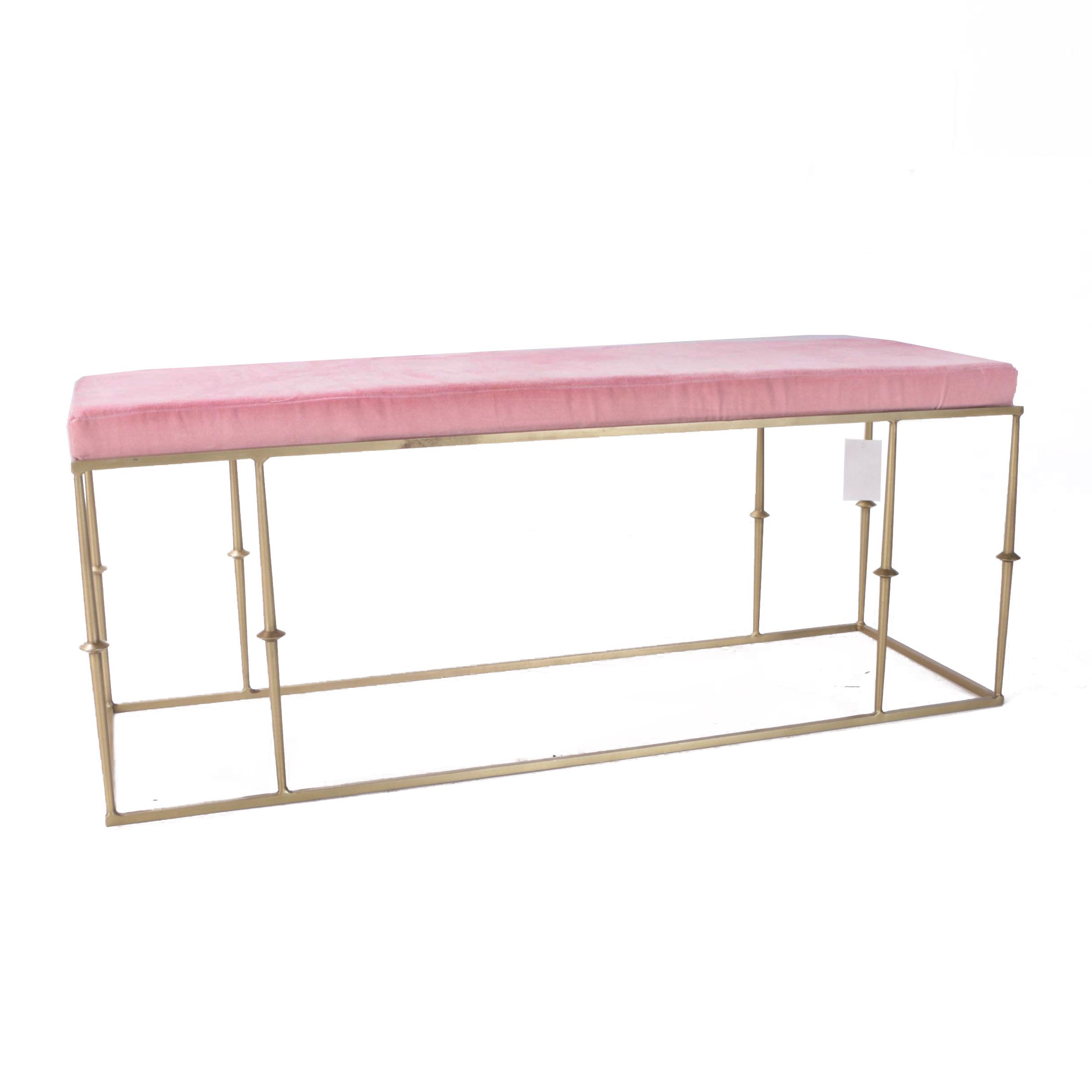 "Glam" Bench with Rose Pink Cushion