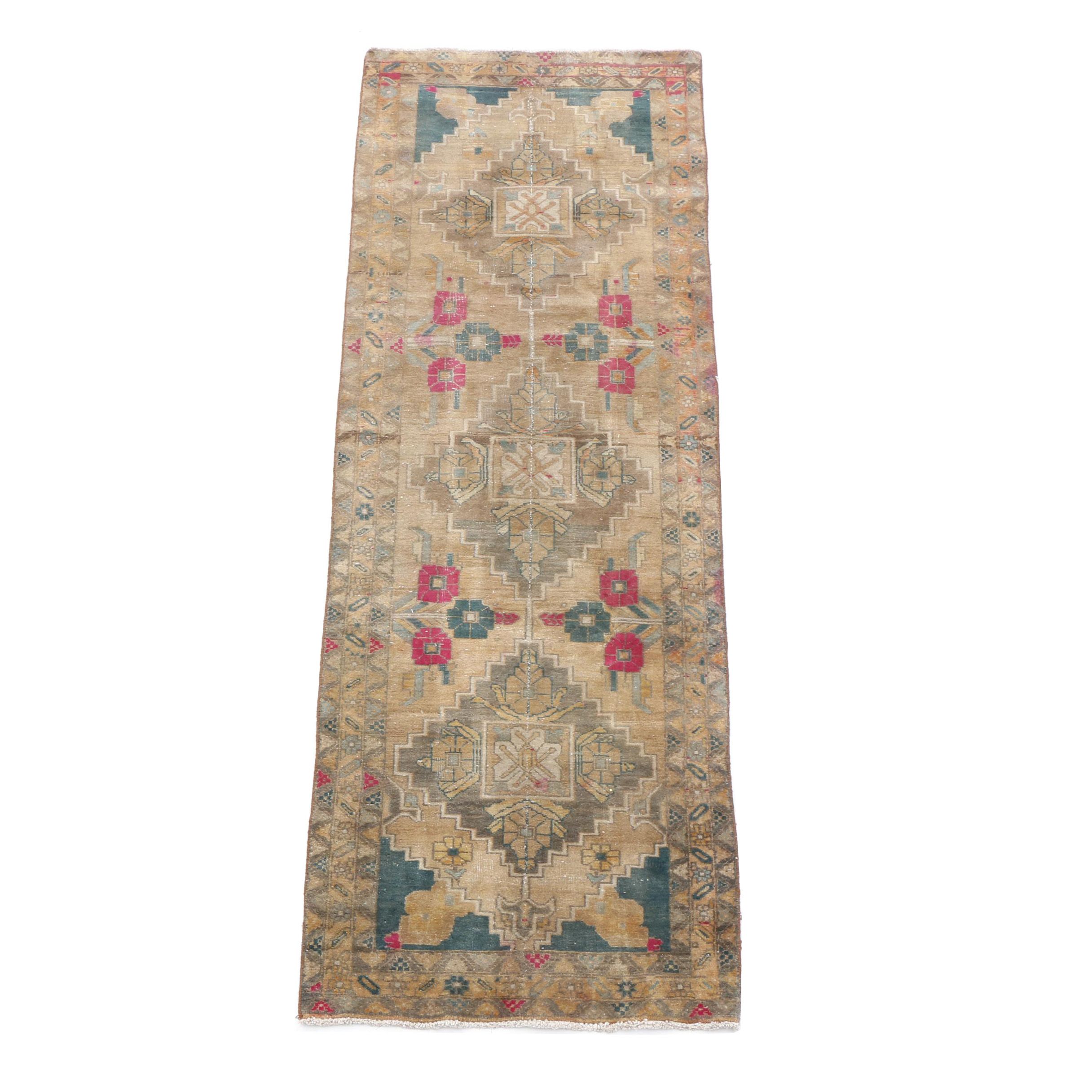 Hand-Knotted Persian Karaja Heriz Wool Carpet Runner