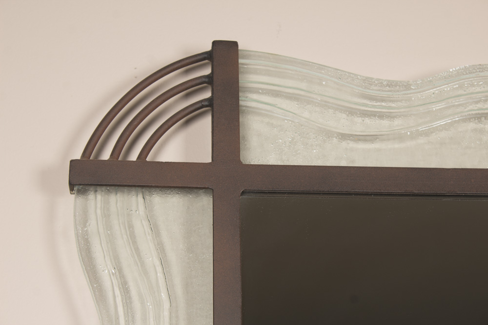 Textured Glass and Metal Framed Wall Mirror