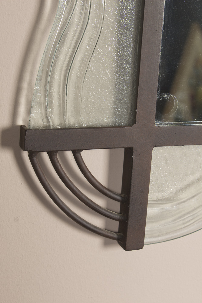 Textured Glass and Metal Framed Wall Mirror