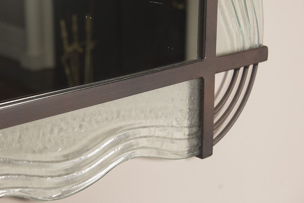 Textured Glass and Metal Framed Wall Mirror
