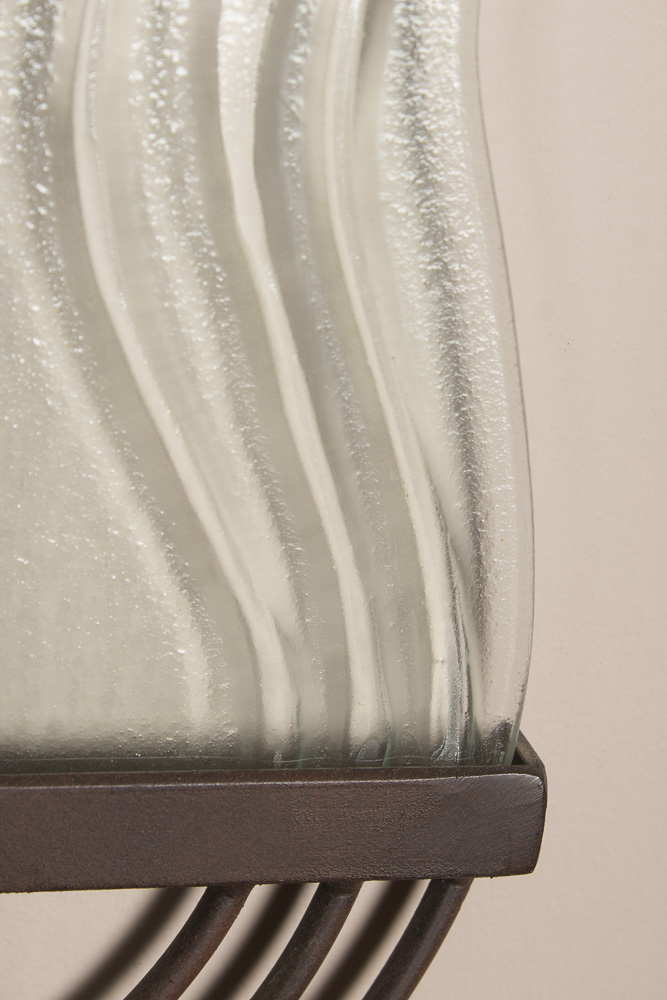 Textured Glass and Metal Framed Wall Mirror