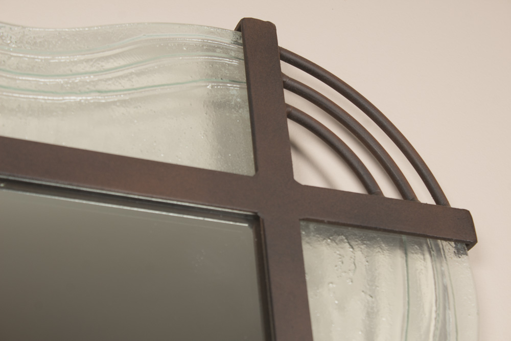 Textured Glass and Metal Framed Wall Mirror