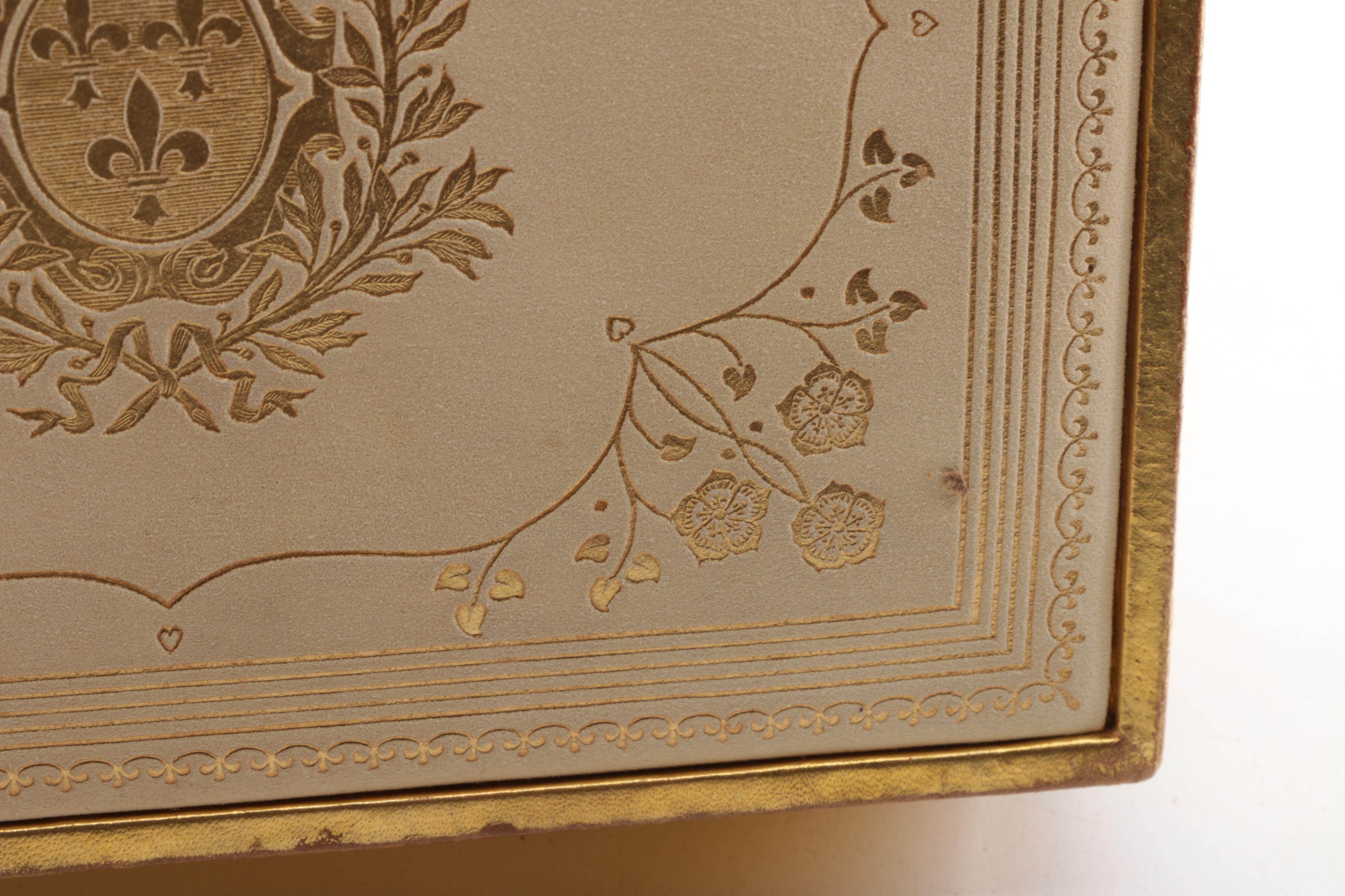 Vintage Deutz Metallic Gold and Ivory-Colored Leather Box Purse