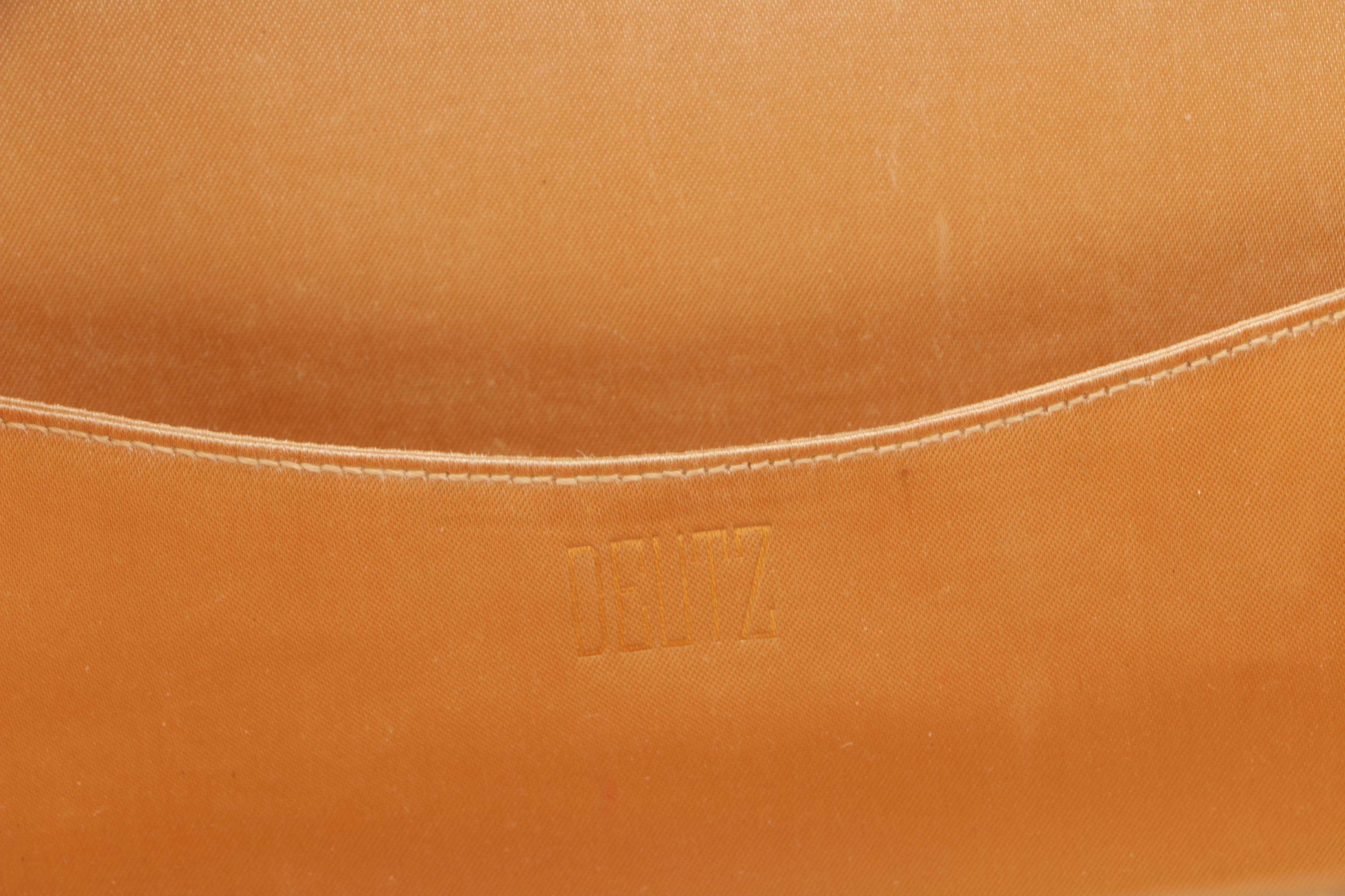 Vintage Deutz Metallic Gold and Ivory-Colored Leather Box Purse