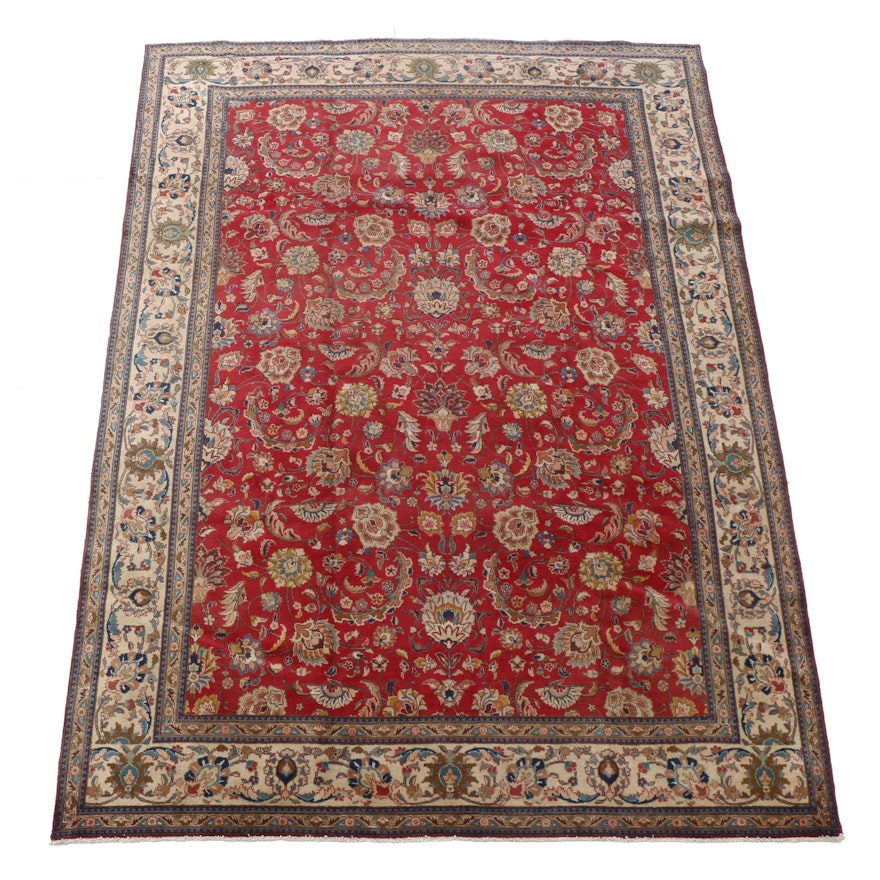 Hand-Knotted Persian Tabriz Wool Room Sized Rug