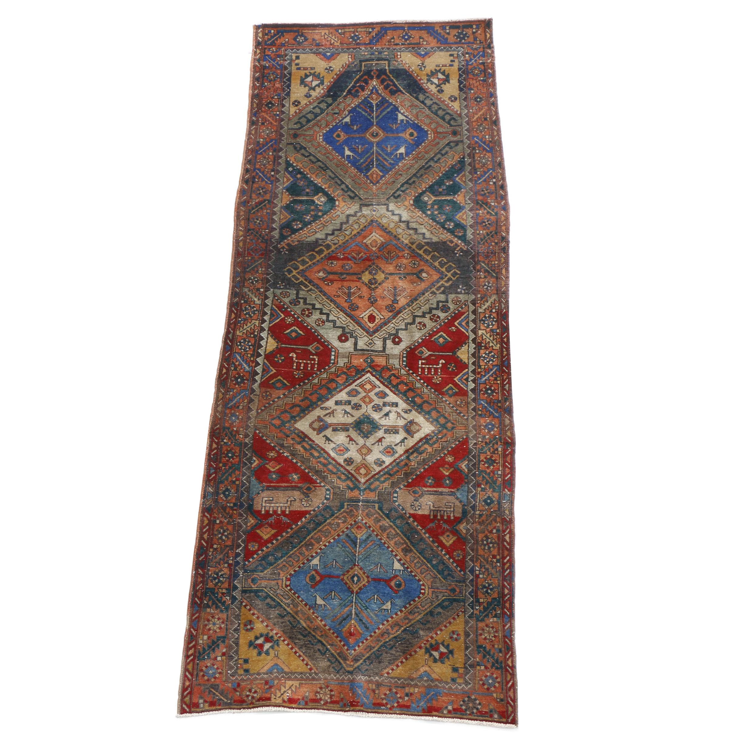 Hand-Knotted Persian Karaja Heriz Wool Carpet Runner