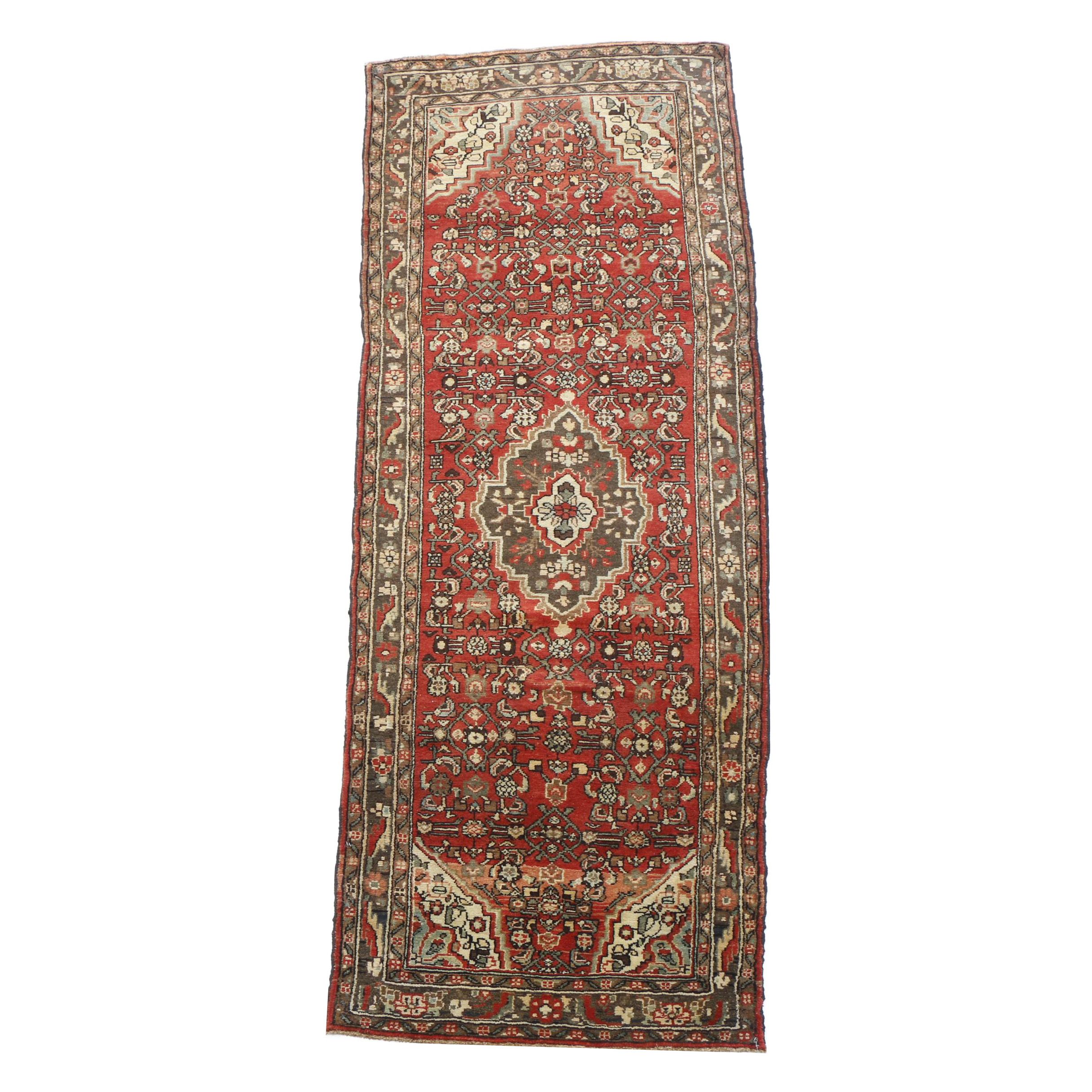 Hand-Knotted Persian Malayer Wool Carpet Runner