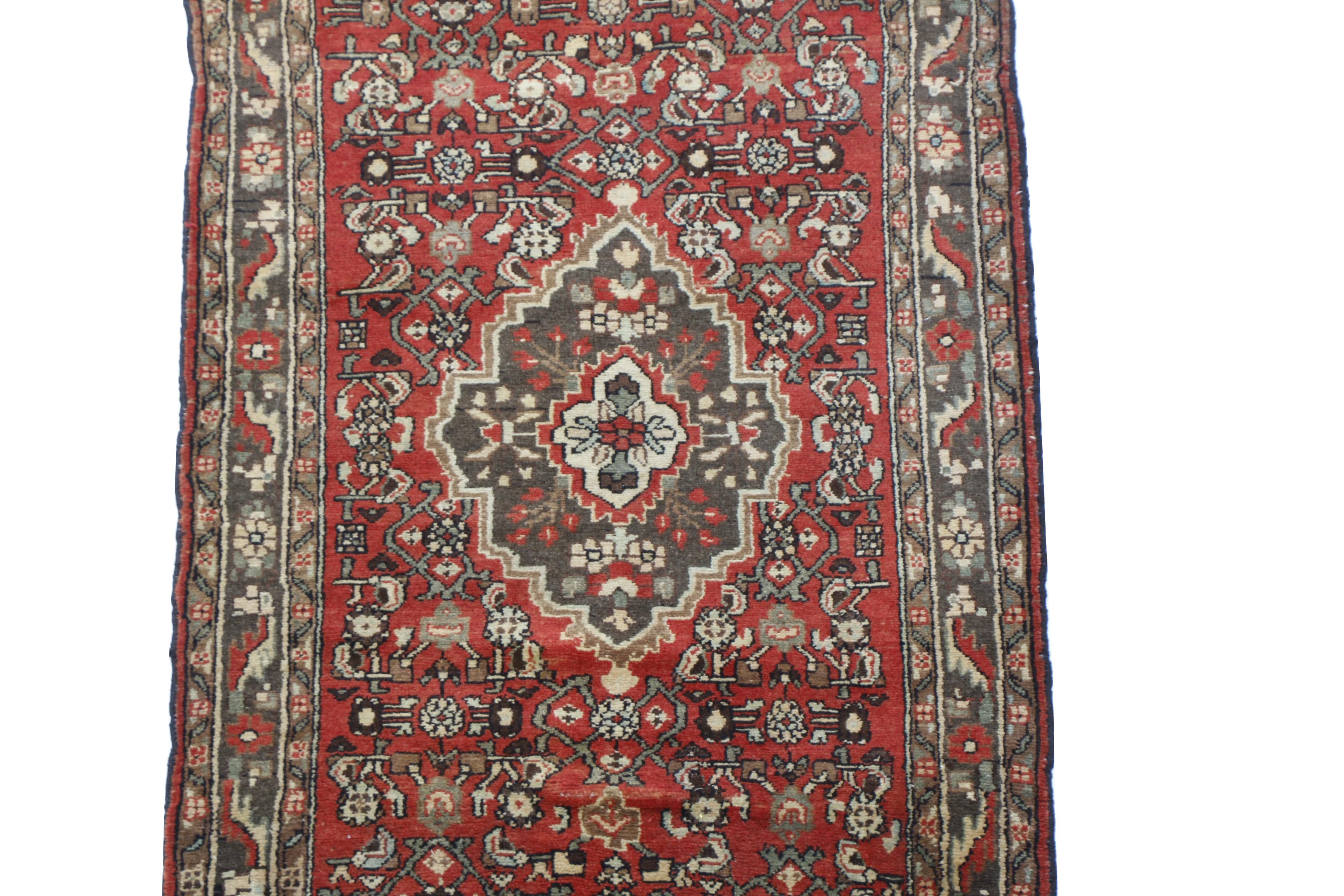 Hand-Knotted Persian Malayer Wool Carpet Runner