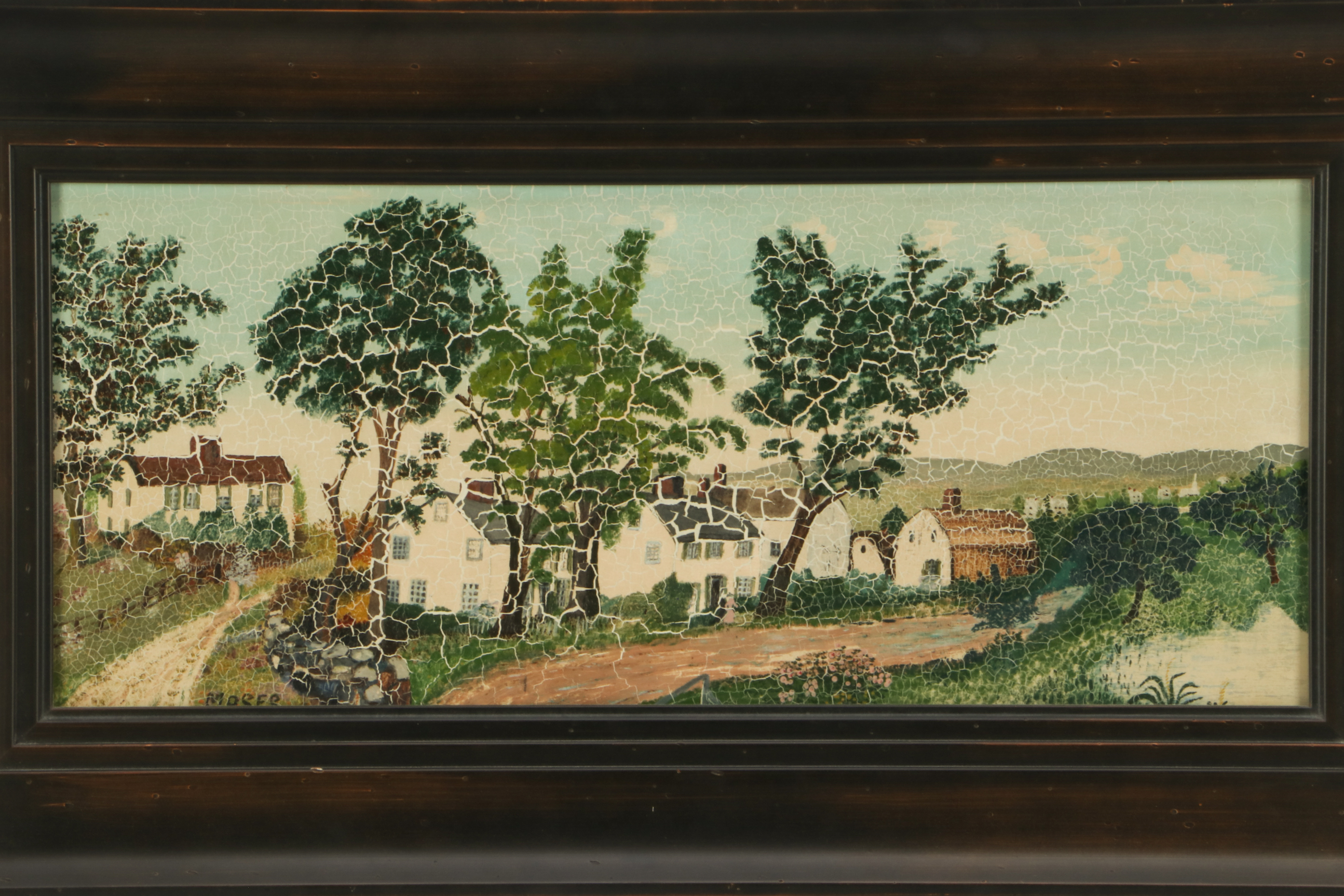 Grandma Moses Oil Painting "Village Scene"