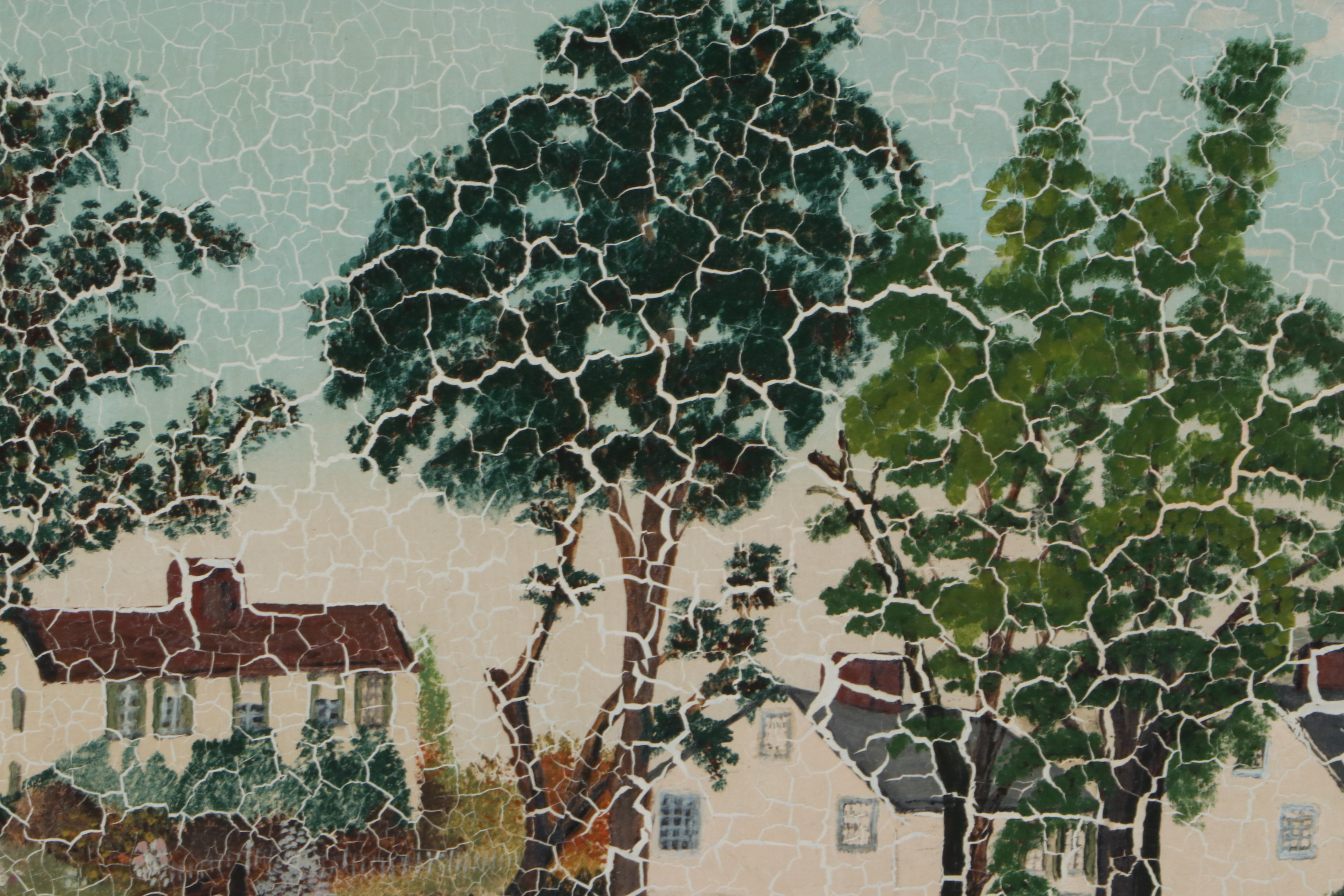 Grandma Moses Oil Painting "Village Scene"