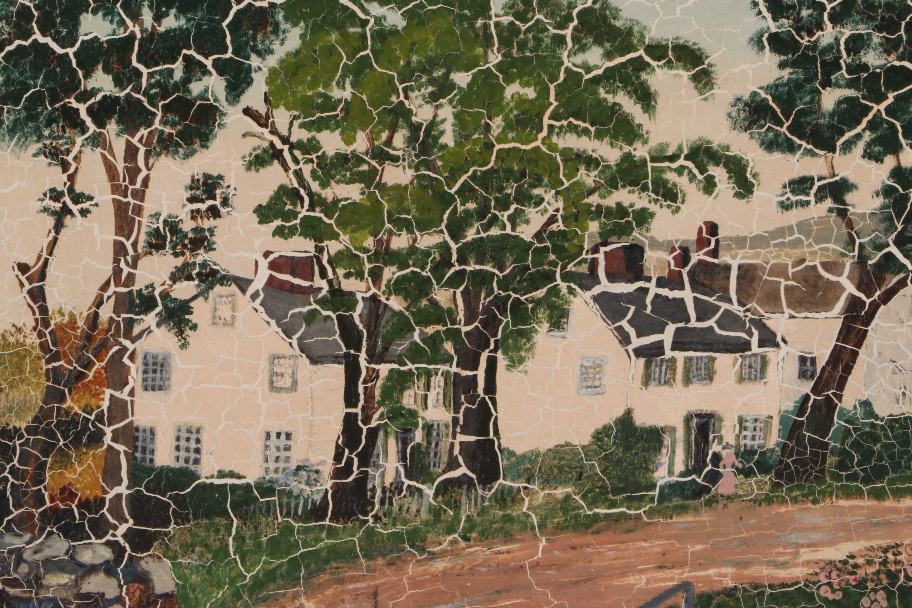 Grandma Moses Oil Painting "Village Scene"