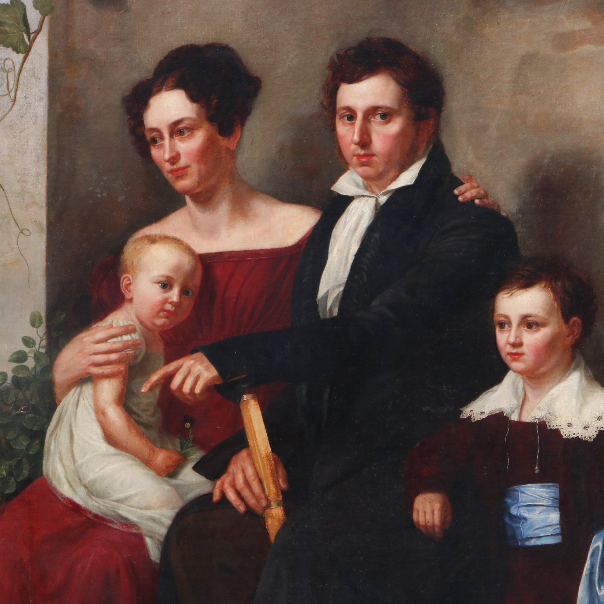 Joseph Anton Muxel 1824 Mural-Sized Family Portrait Oil Painting on Canvas