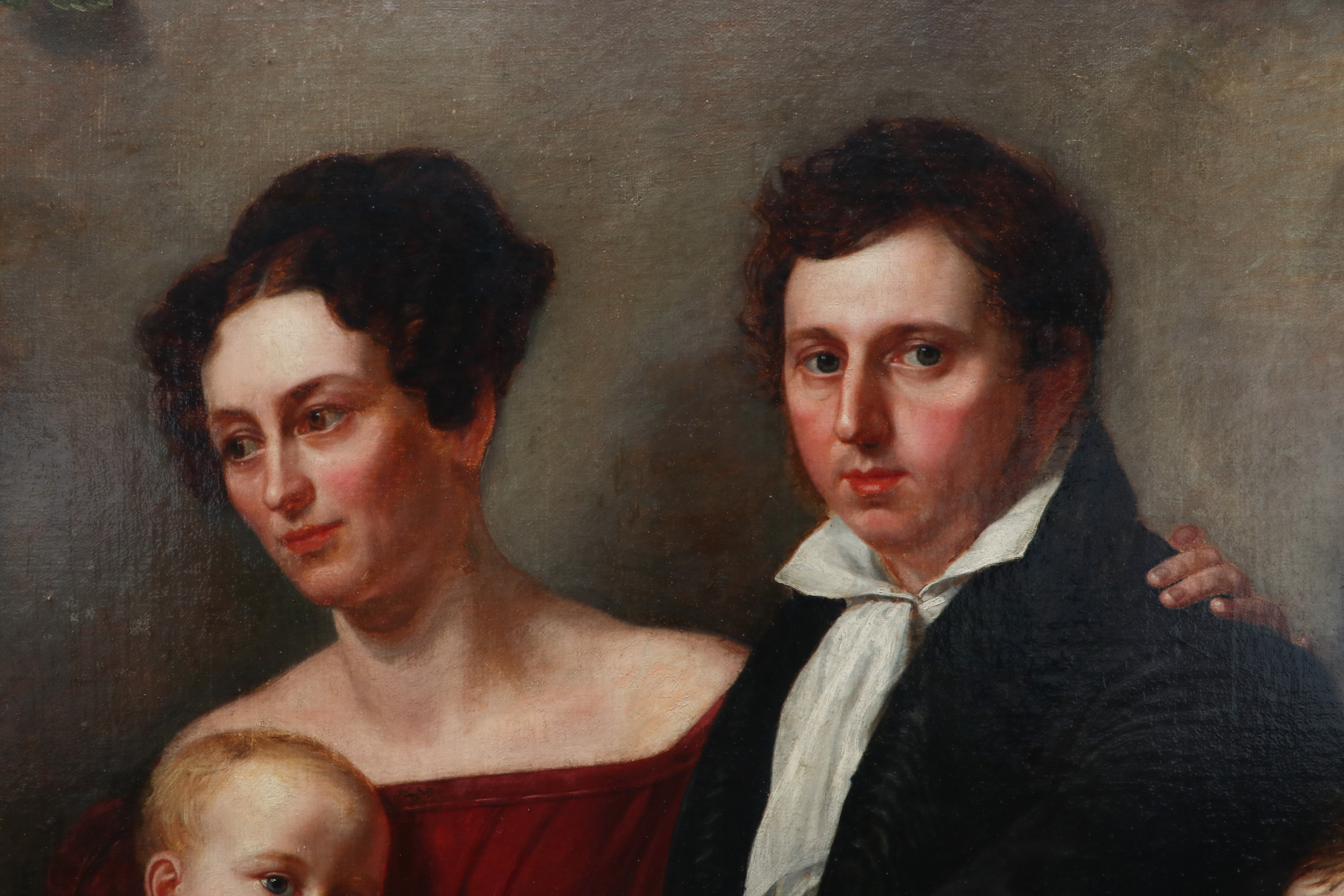 Joseph Anton Muxel 1824 Mural-Sized Family Portrait Oil Painting on Canvas
