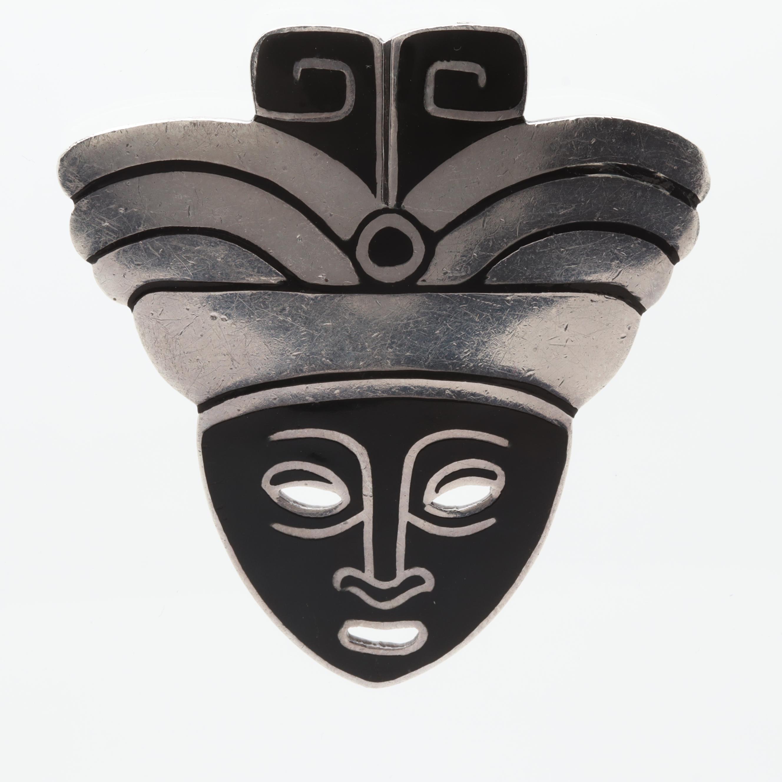 Margot de Taxco Sterling Silver Enamel Figural Converter Brooch