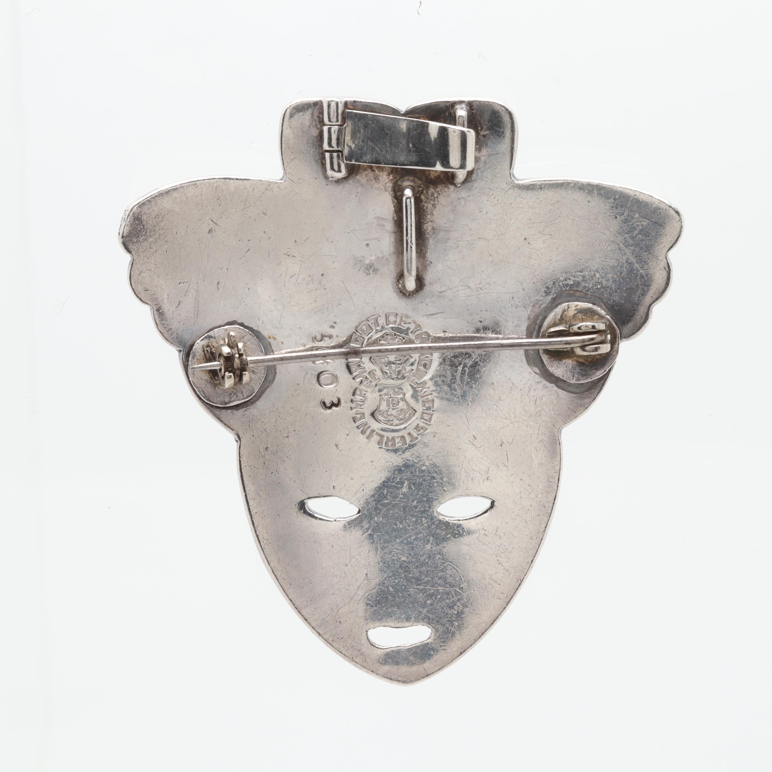 Margot de Taxco Sterling Silver Enamel Figural Converter Brooch