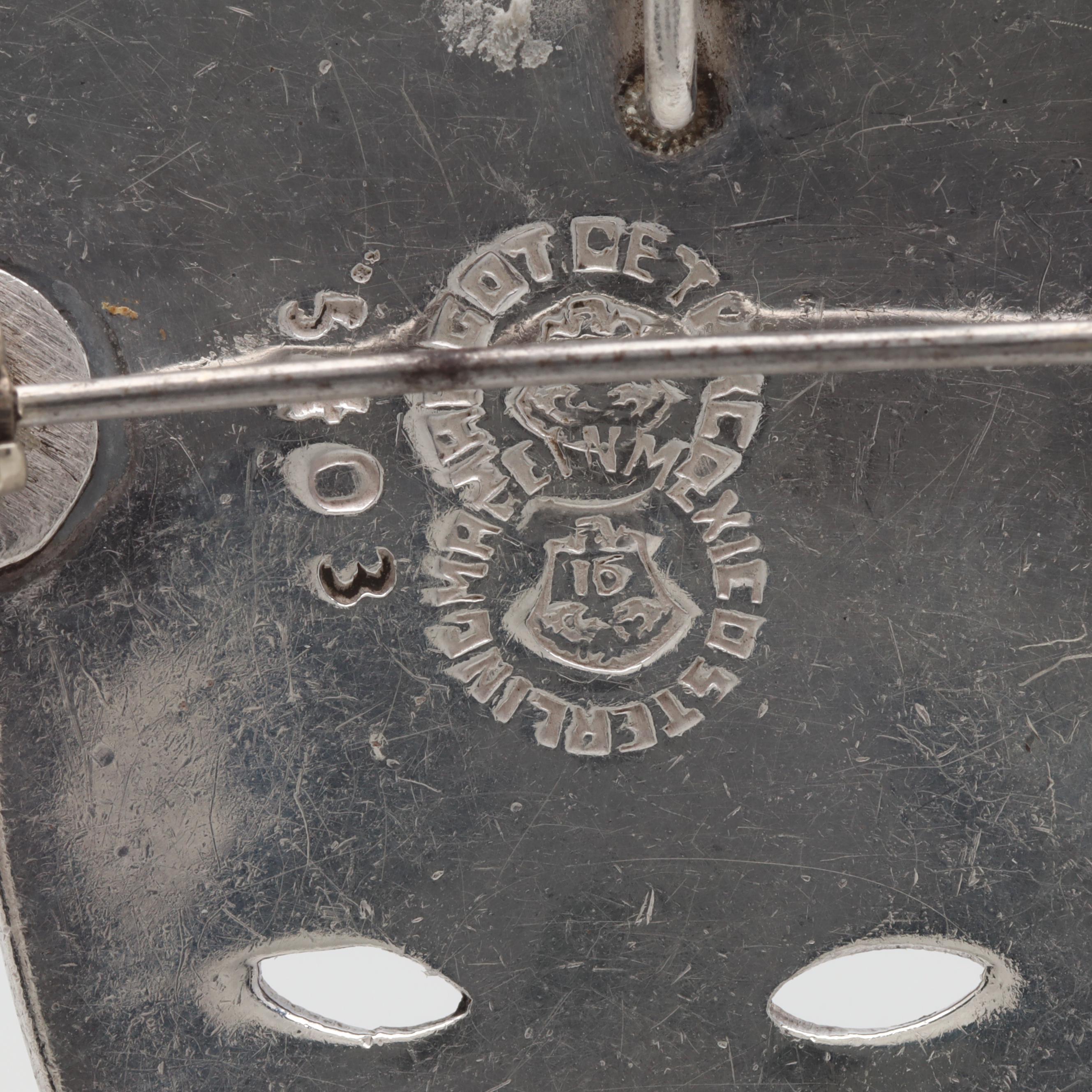 Margot de Taxco Sterling Silver Enamel Figural Converter Brooch