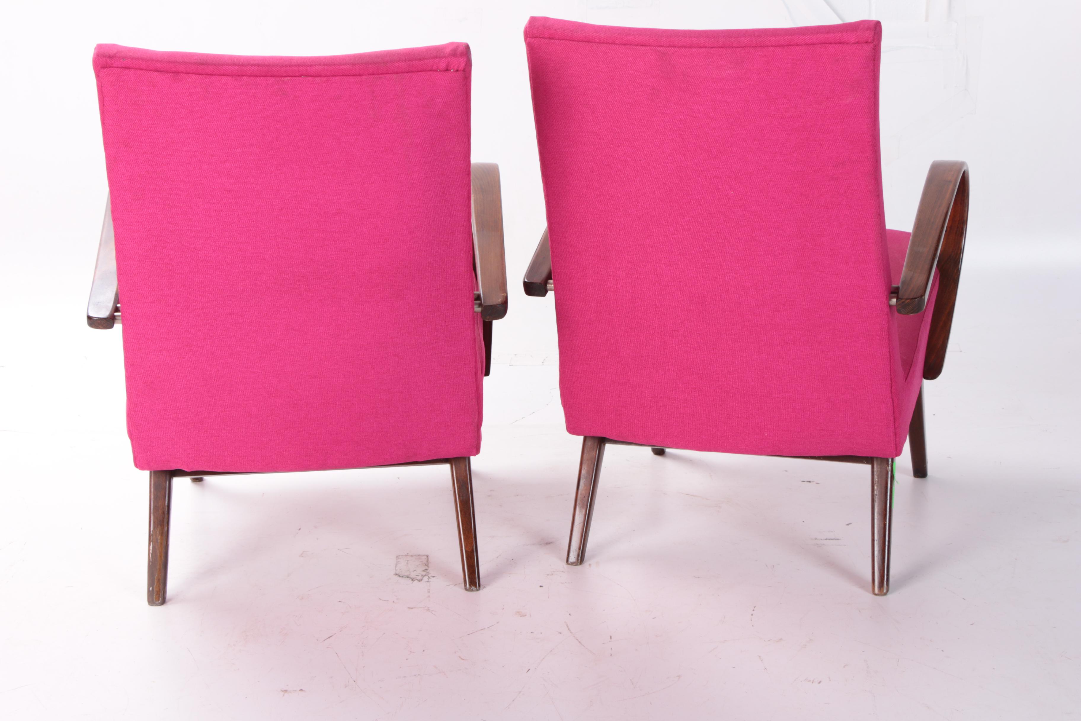 Danish Modern Style Pink Upholstered Armchairs