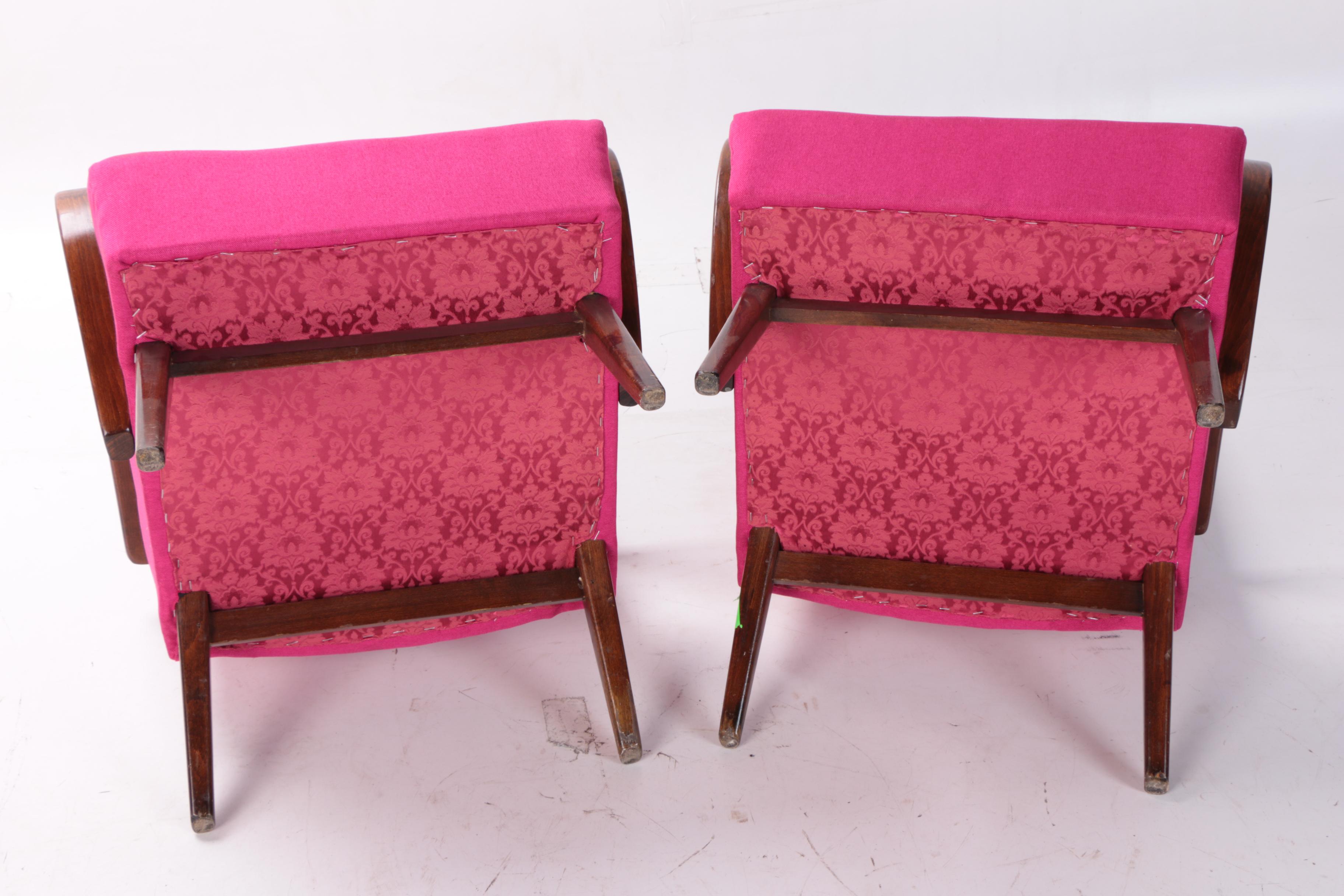 Danish Modern Style Pink Upholstered Armchairs
